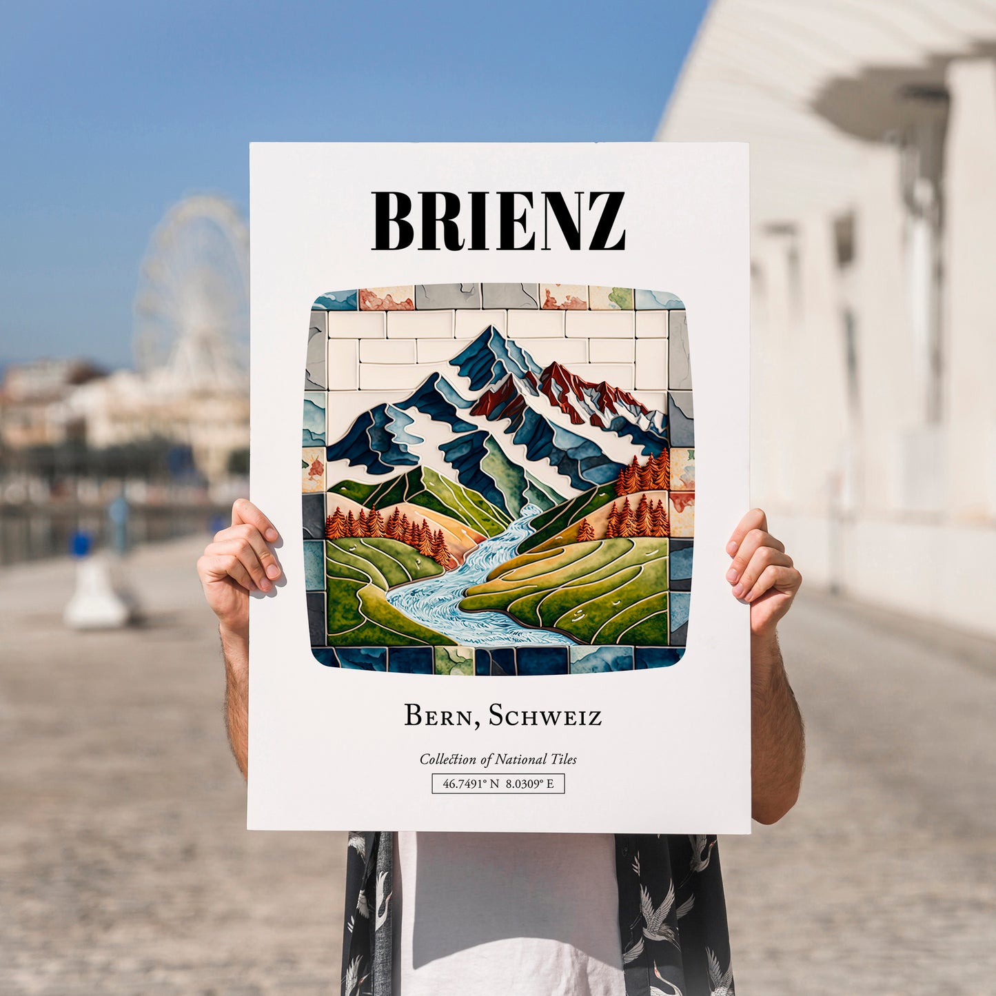 Brienz, Switzerland – Travel Poster, no-text version framed in wood