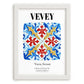 Vevey, Switzerland – Cityscape Wall Art, placed in minimal white frame