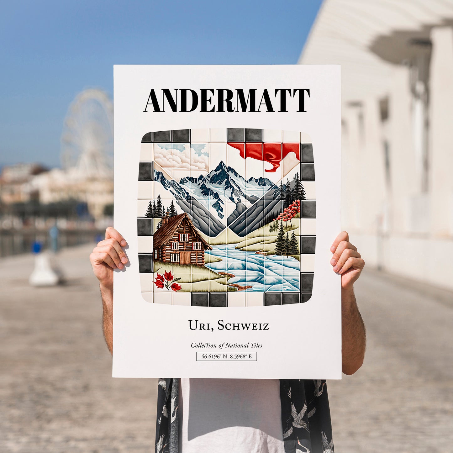 Andermatt, Switzerland – Travel Poster, no-text version framed in wood