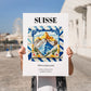Suisse, Switzerland – Travel Print, no-text version framed in wood