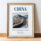 China, China – Travel Print, in wooden frame leaning on the floor