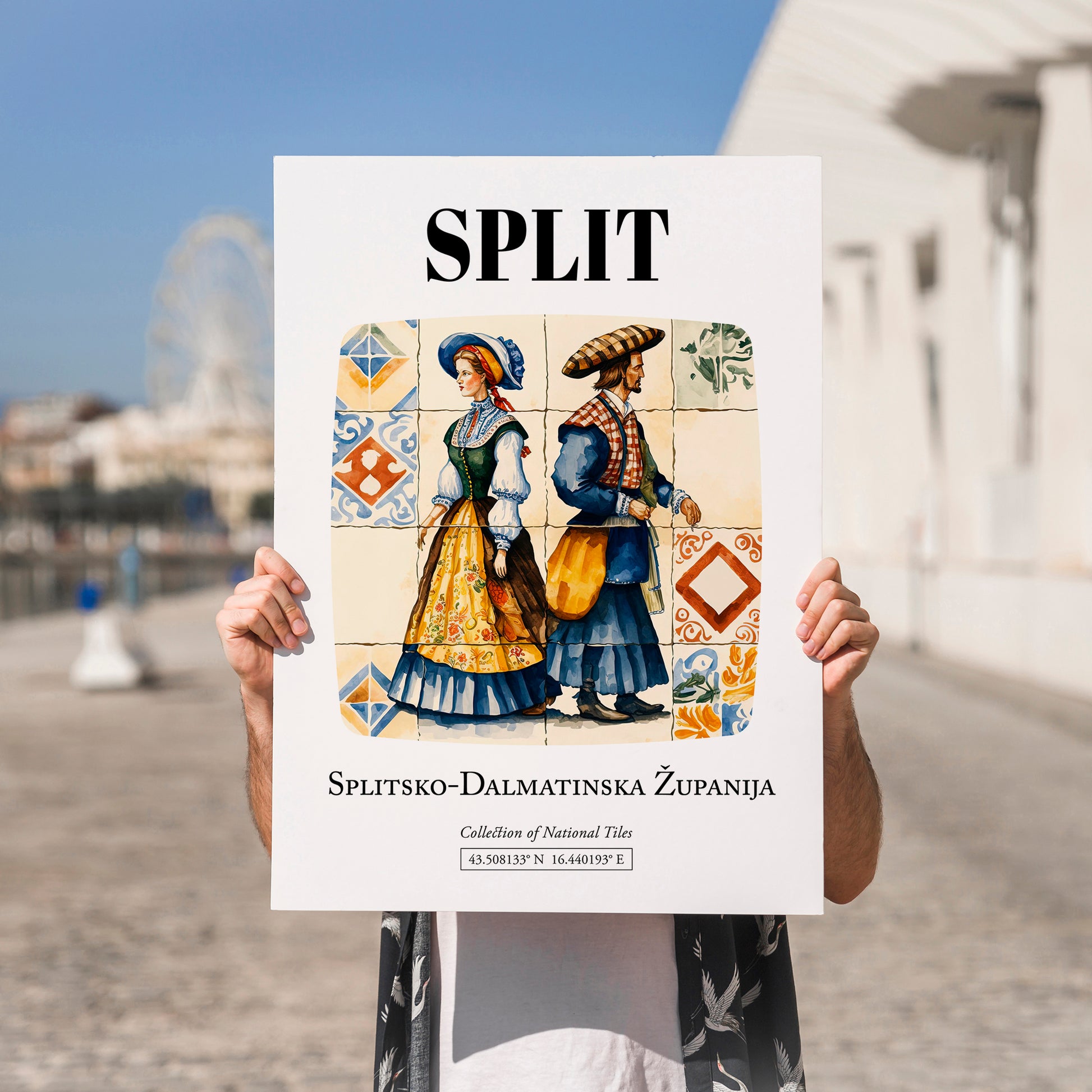 Split, Croatia – Travel Print, no-text version framed in wood
