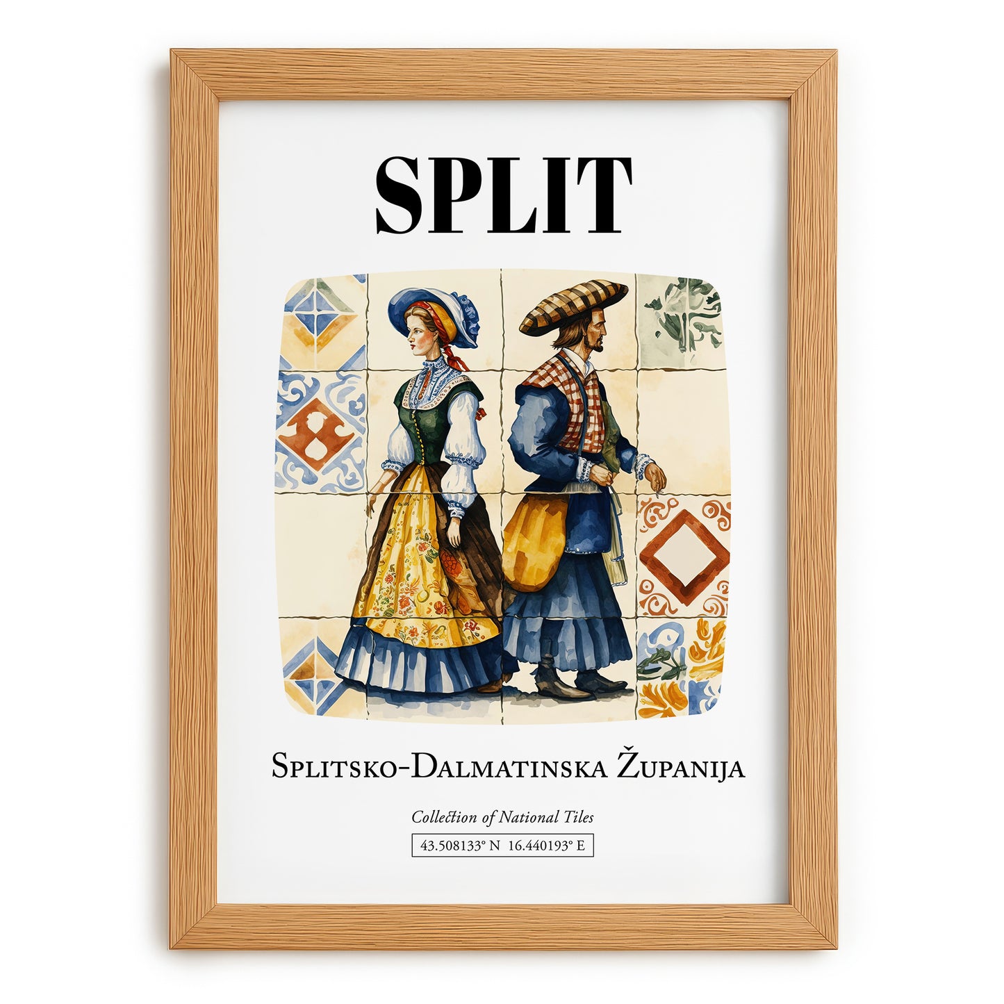 Split, Croatia – Travel Print, set in oak frame