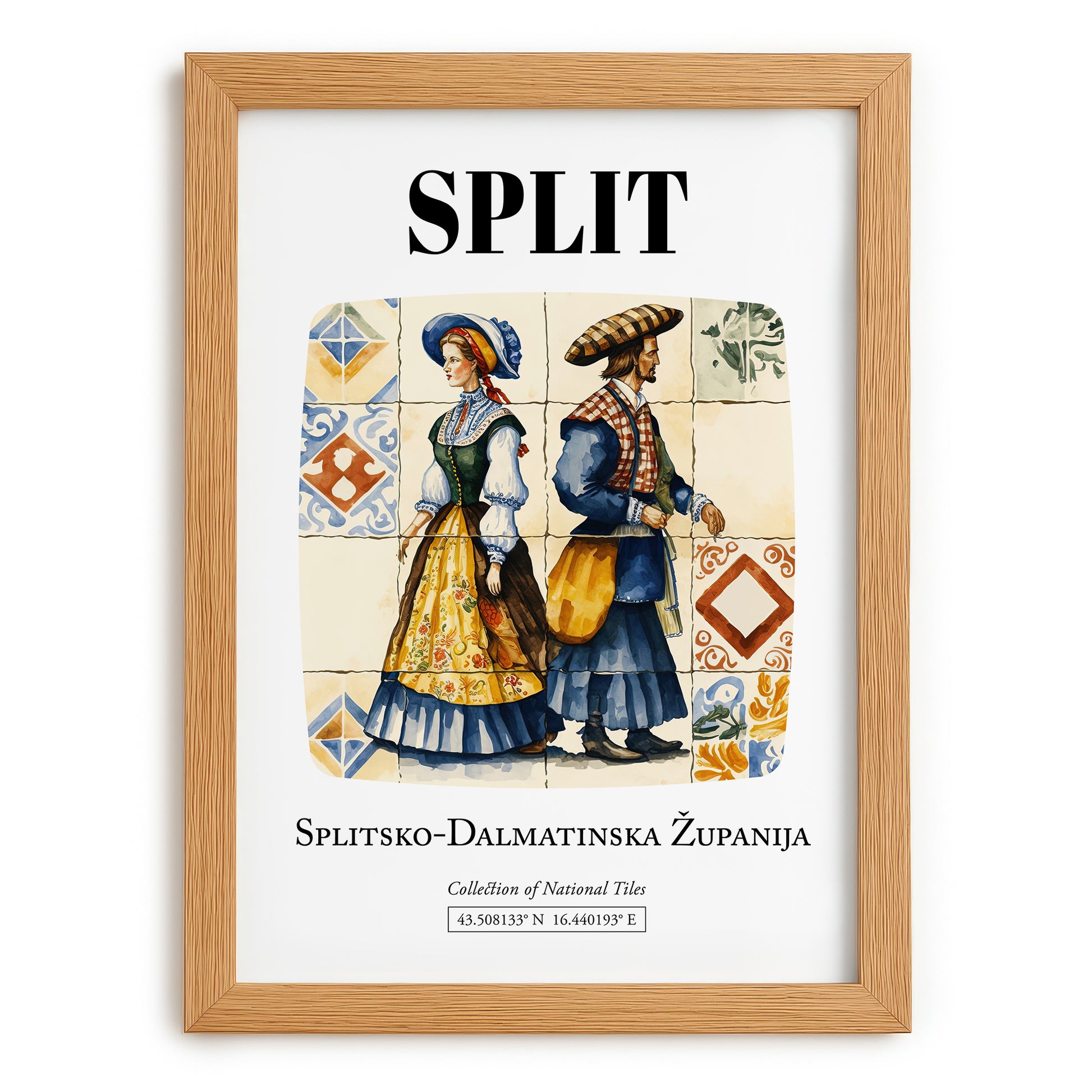 Split, Croatia – Travel Print, set in oak frame