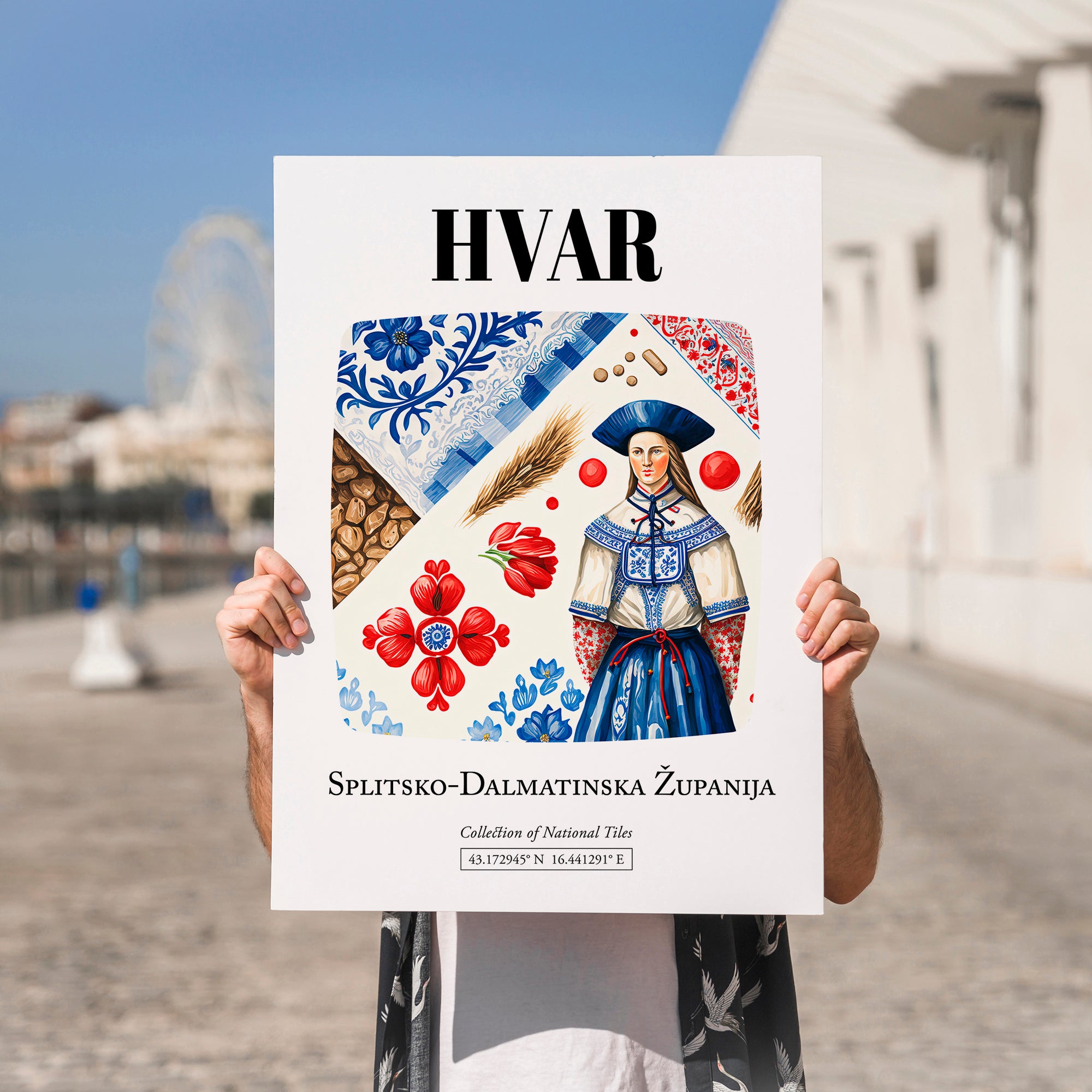 Hvar, Croatia – Travel Poster, no-text version framed in wood
