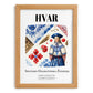 Hvar, Croatia – Travel Poster, set in oak frame