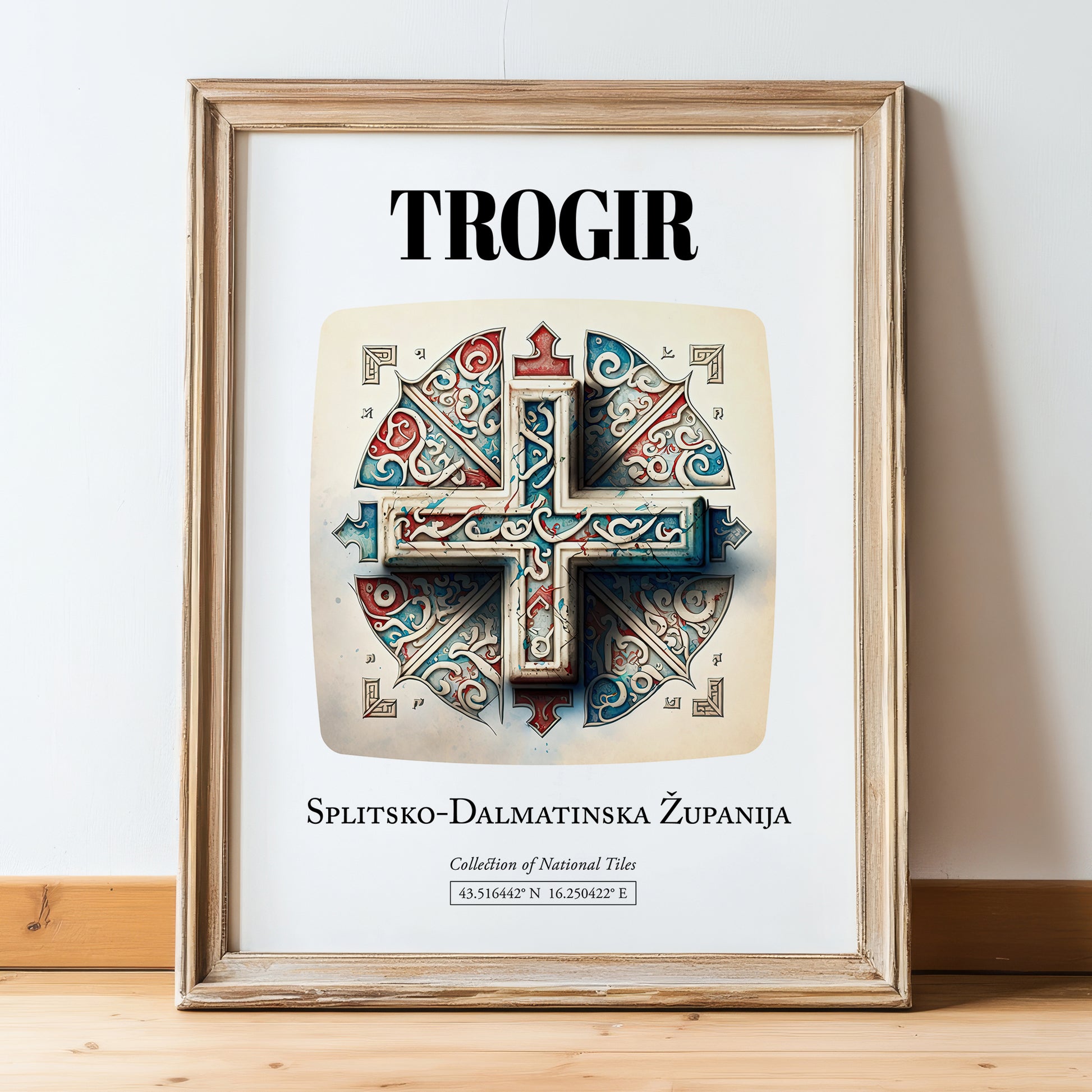 Trogir, Croatia – Travel Print, in wooden frame leaning on the floor