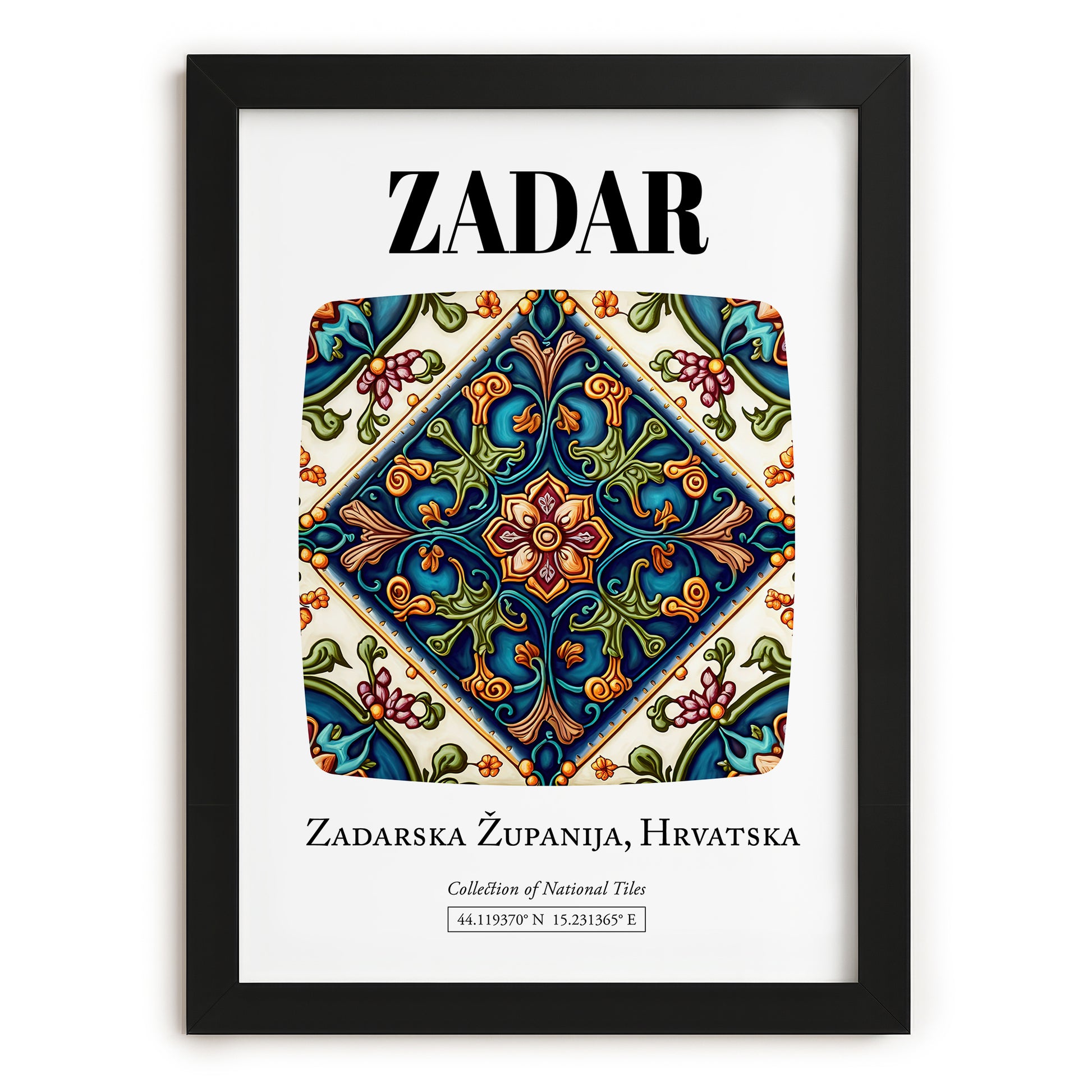 Zadar, Croatia – Minimalist Travel Print, in sleek black frame