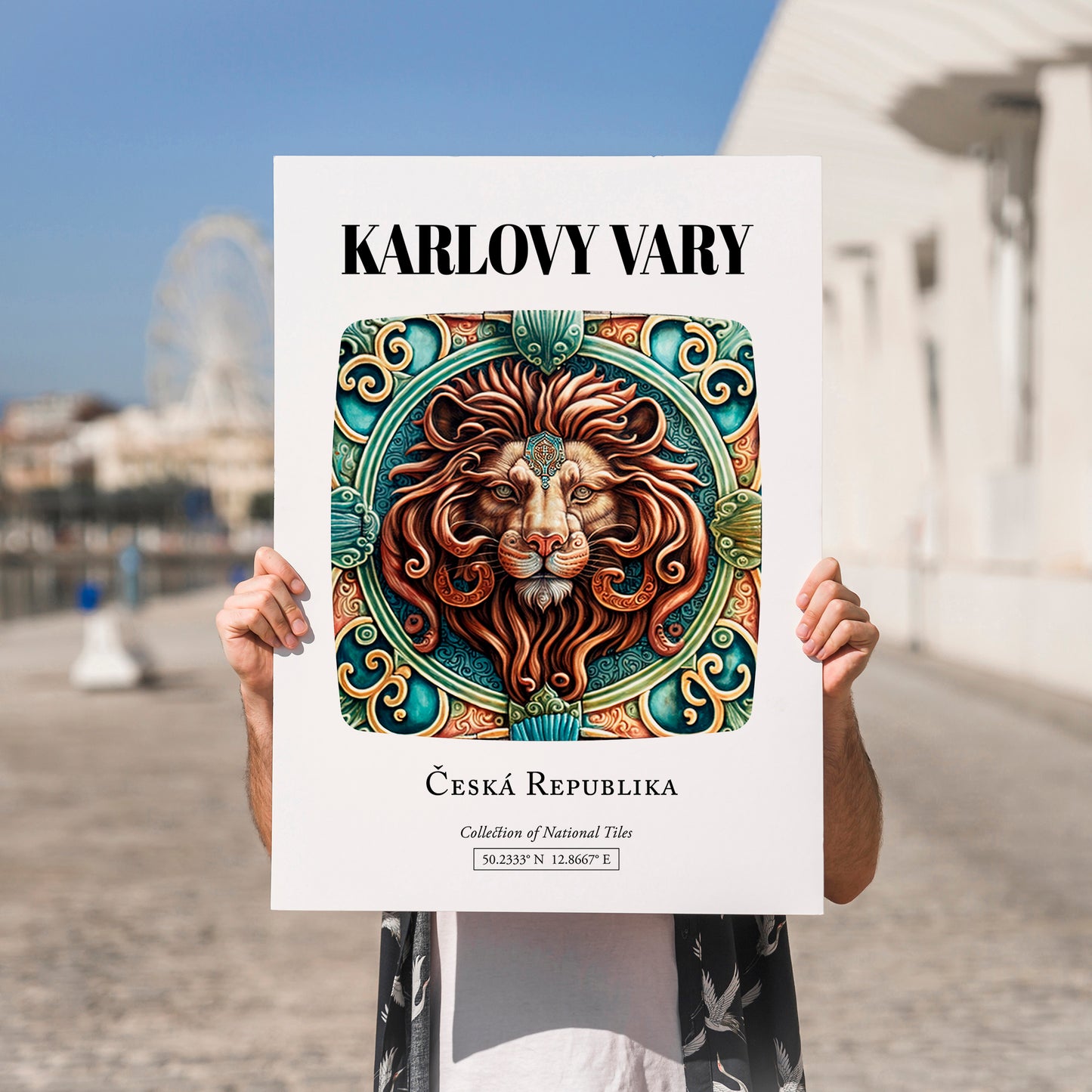 Karlovy Vary, Czech Republic – Travel Print, no-text version framed in wood