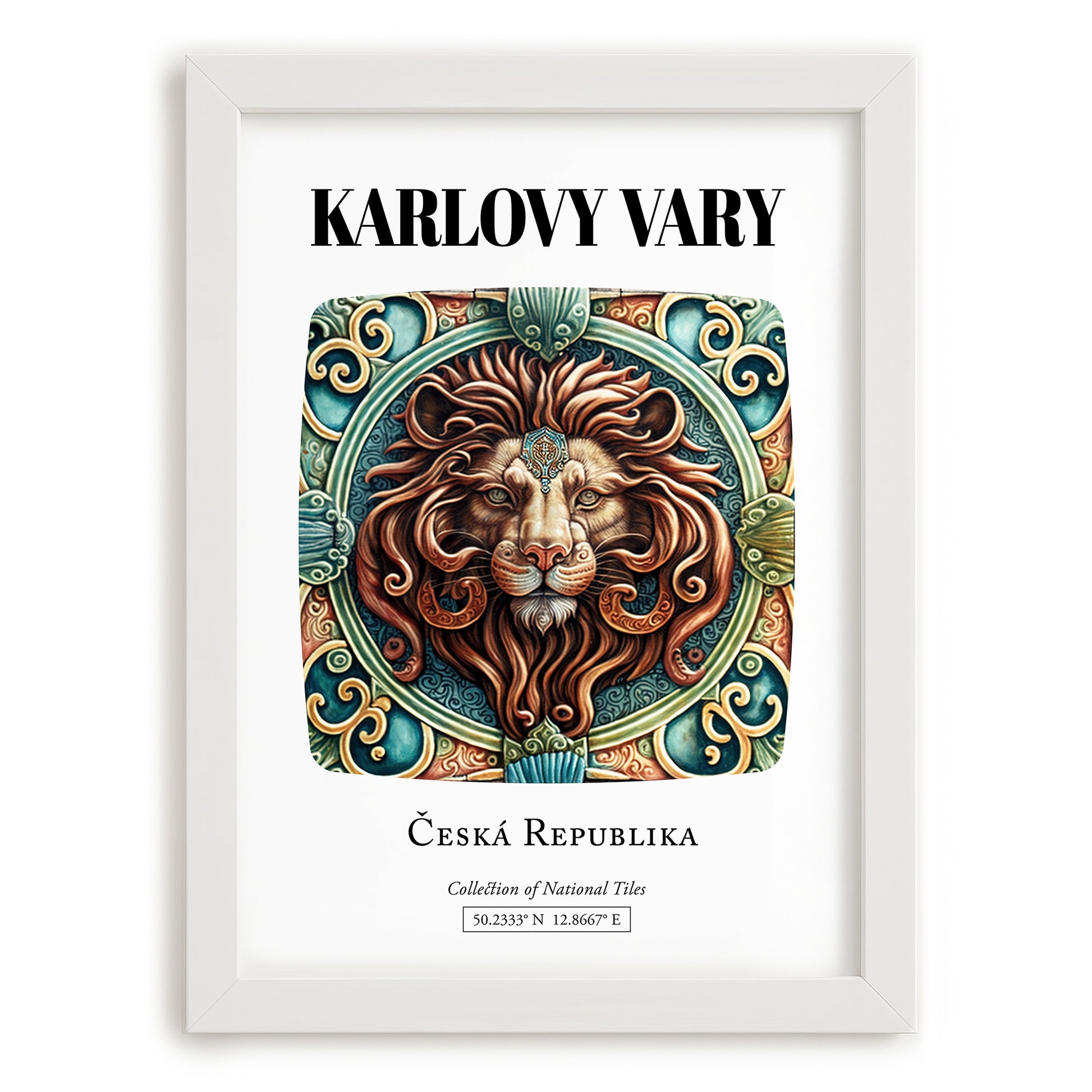Karlovy Vary, Czech Republic – Travel Print, placed in minimal white frame