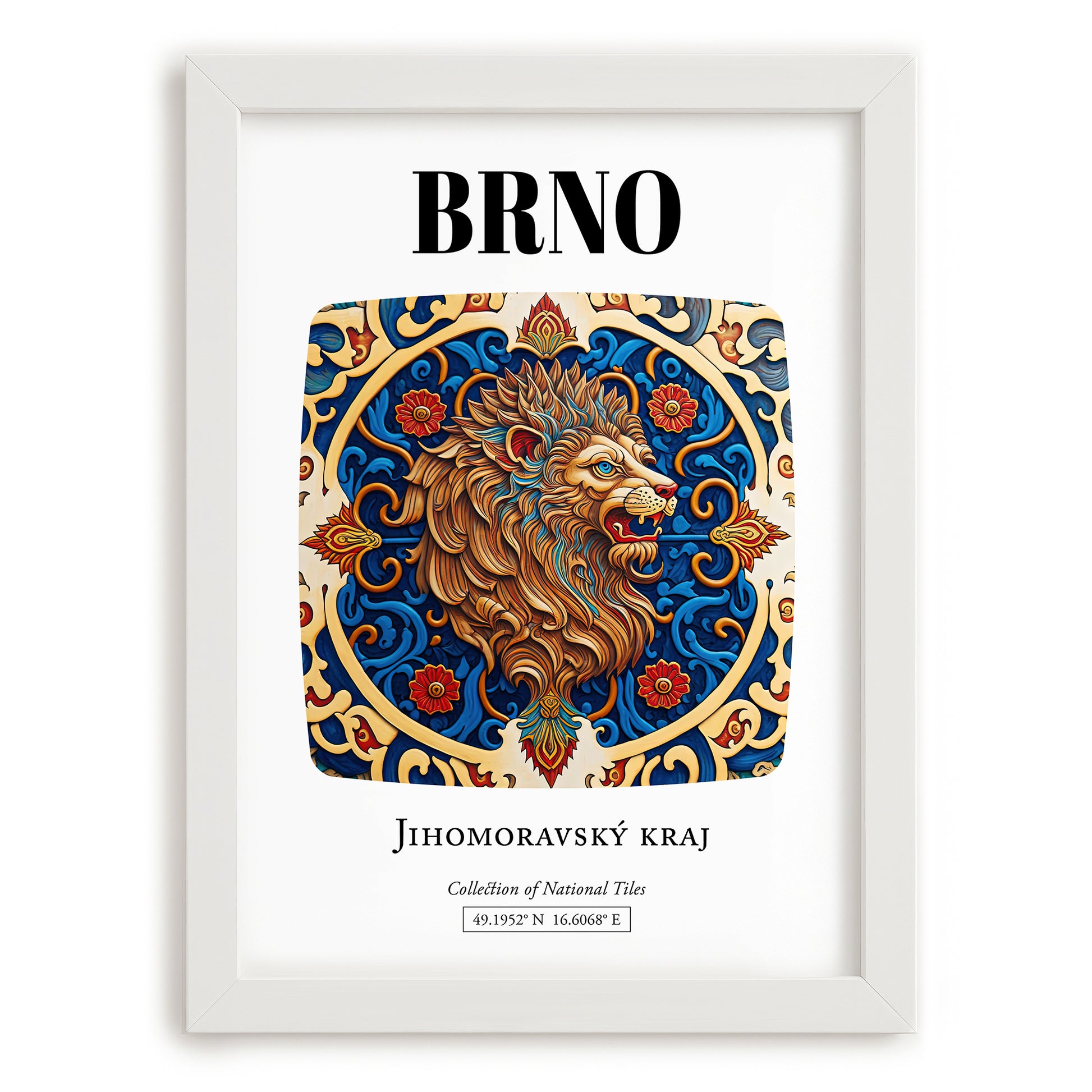 Brno, Czech Republic – Country Culture Poster, placed in minimal white frame