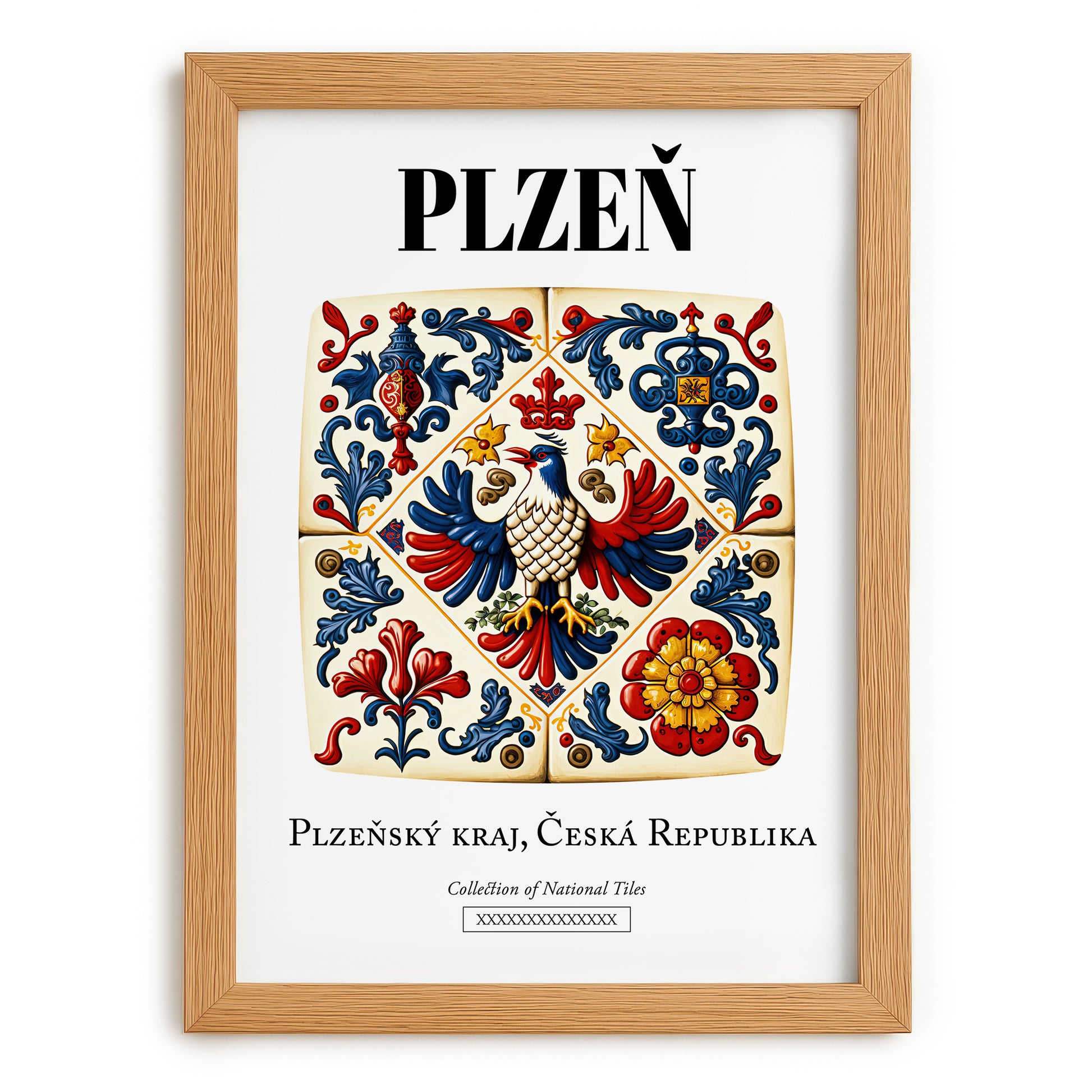 Plzeň, Czech Republic – Travel Print, set in oak frame