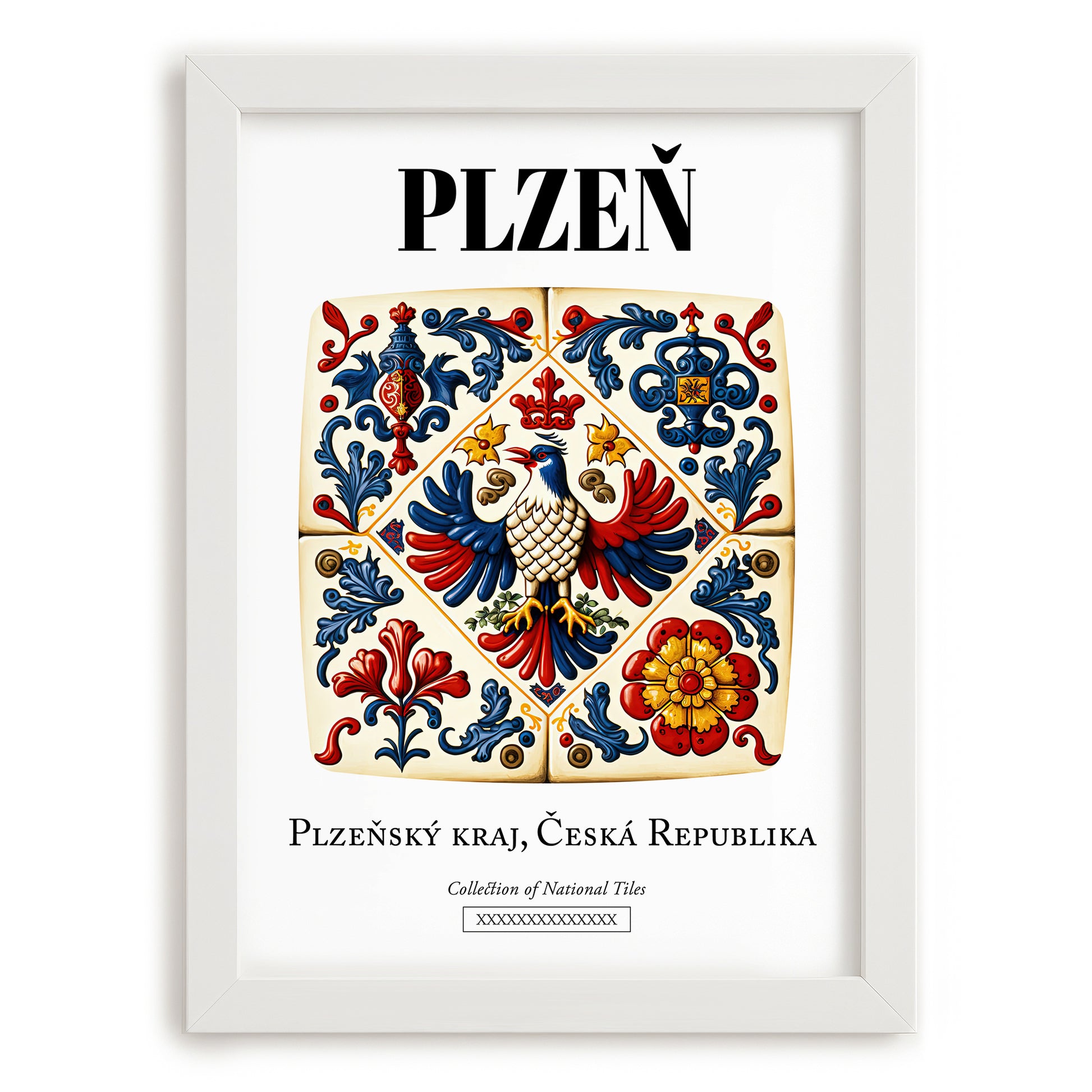 Plzeň, Czech Republic – Travel Print, placed in minimal white frame