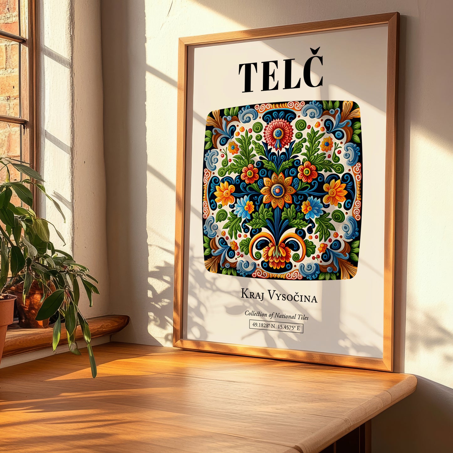 Telč, Czech Republic – Illustrated Travel Poster, clean layout with no caption