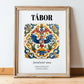 Tábor, Czech Republic – Travel Wall Art, in wooden frame leaning on the floor