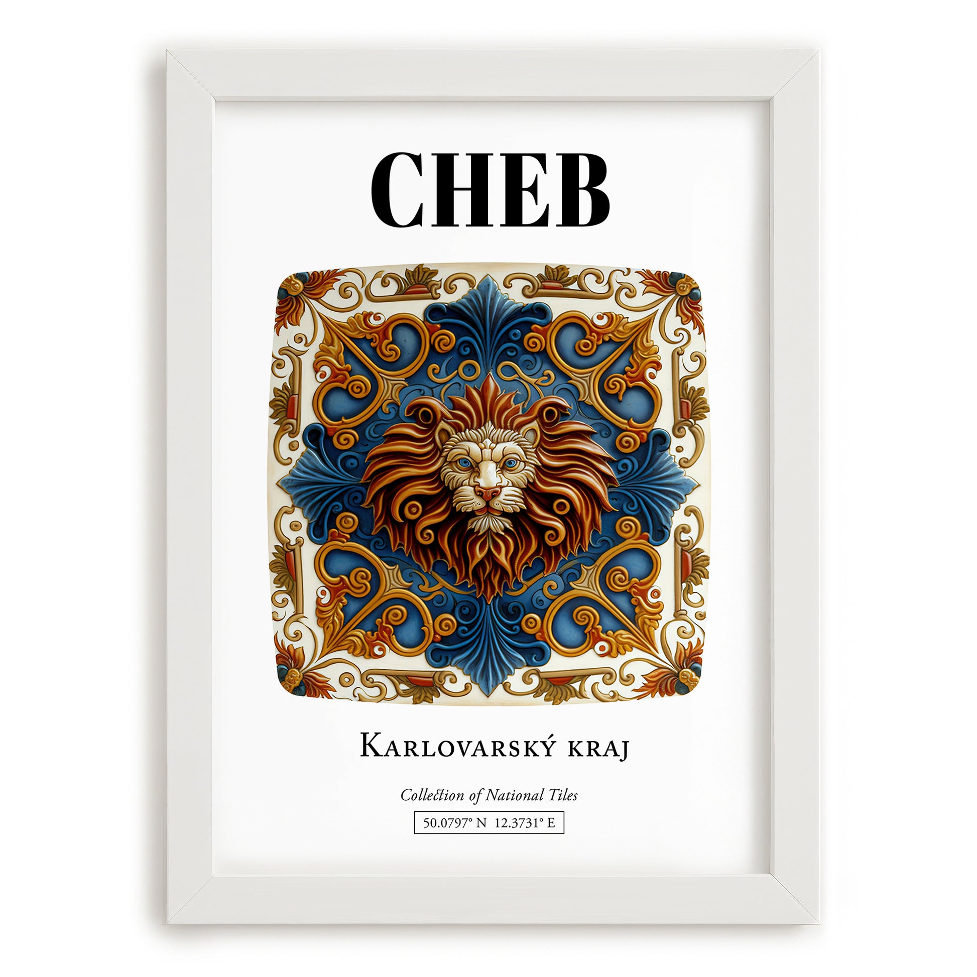 Cheb, Czech Republic – Travel Print, placed in minimal white frame