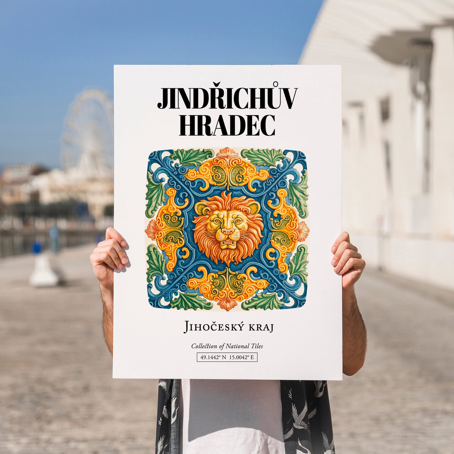 Jindřichův Hradec, Czech Republic – Travel Poster, no-text version framed in wood