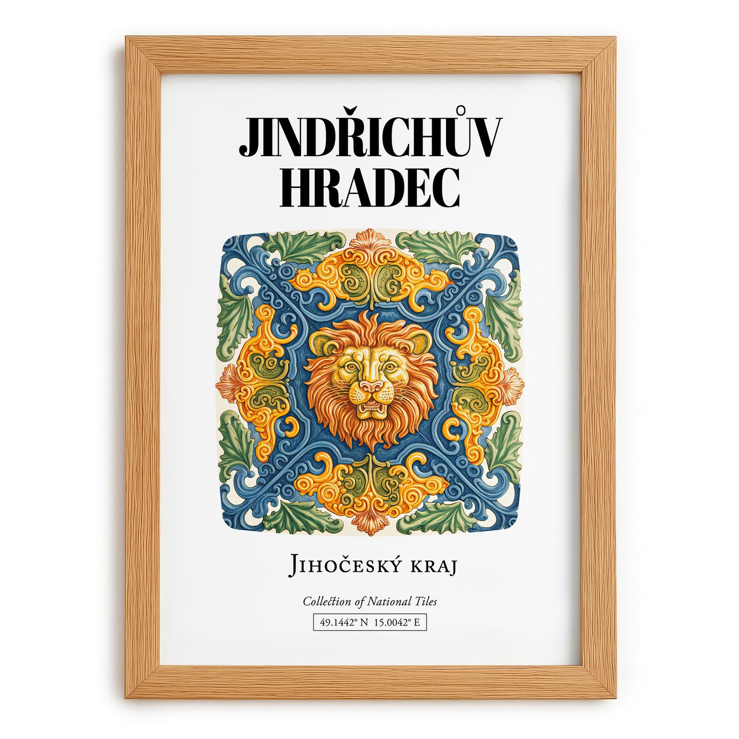Jindřichův Hradec, Czech Republic – Travel Poster, set in oak frame