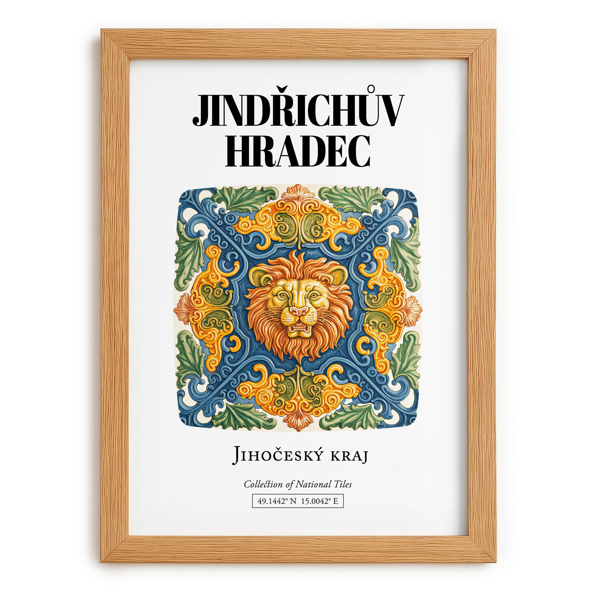 Jindřichův Hradec, Czech Republic – Travel Poster, set in oak frame