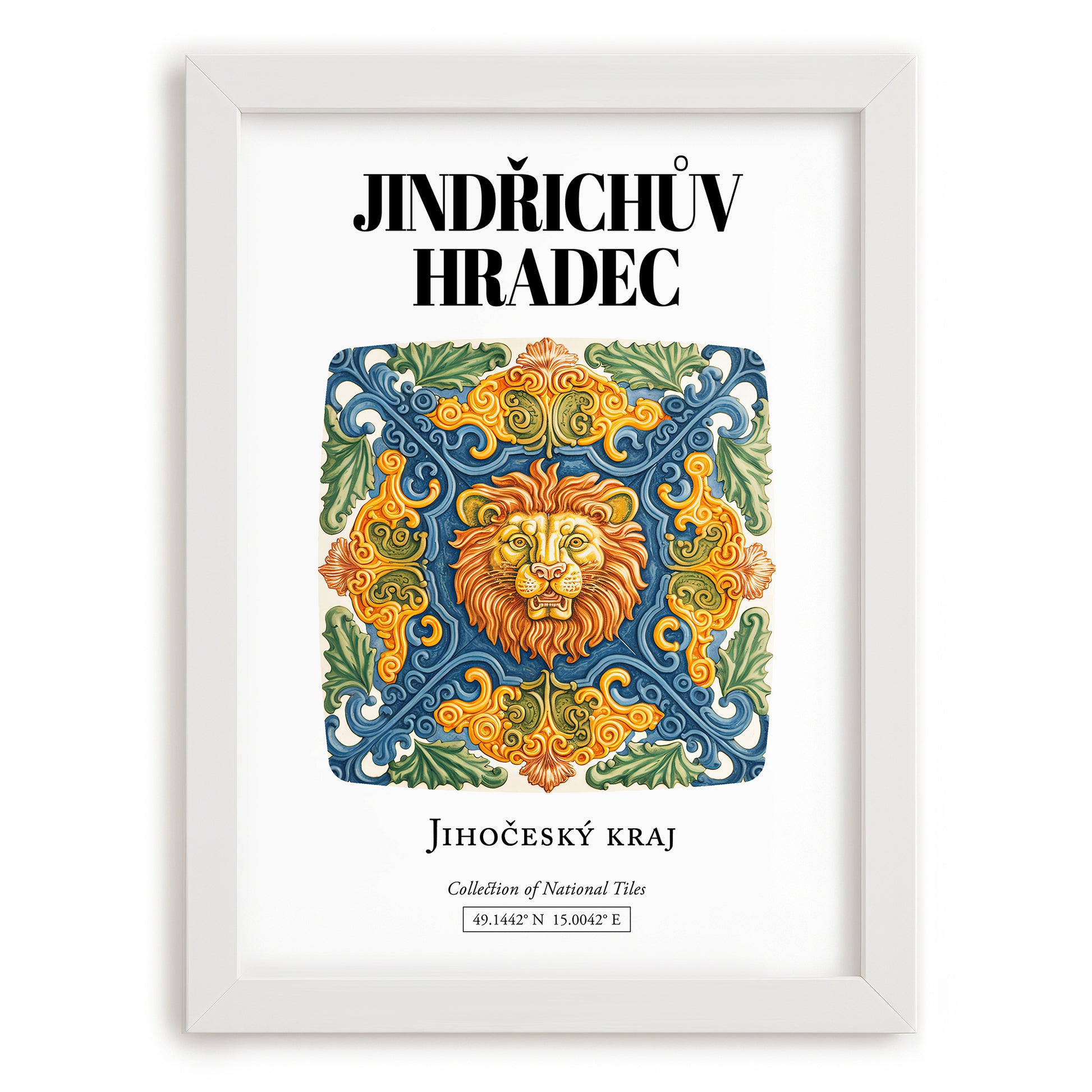 Jindřichův Hradec, Czech Republic – Travel Poster, placed in minimal white frame