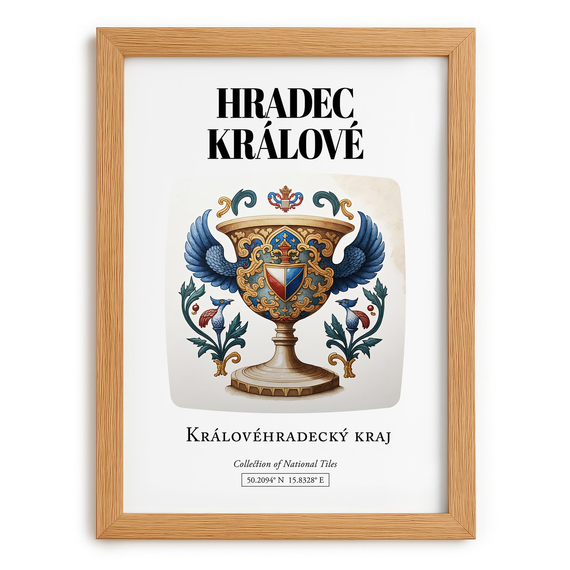 Hradec Králové, Czech Republic – Travel Poster, set in oak frame