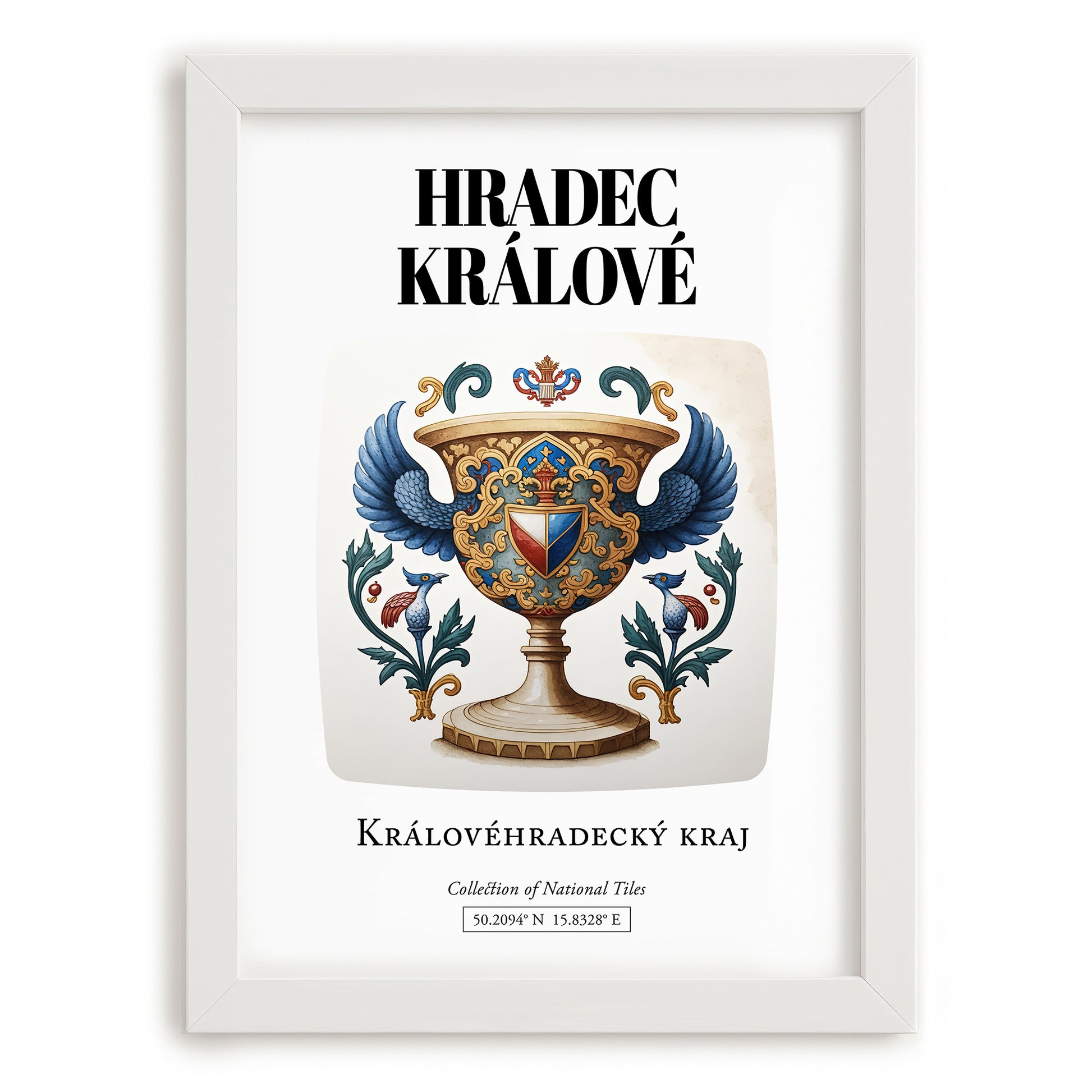 Hradec Králové, Czech Republic – Travel Poster, placed in minimal white frame
