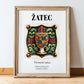Žatec, Czech Republic – Historic Cities Art Print, in wooden frame leaning on the floor