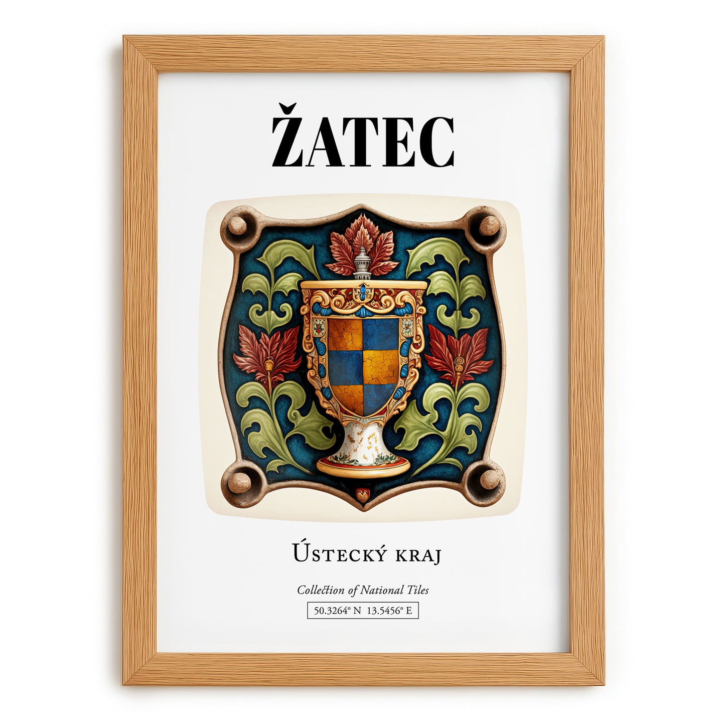 Žatec, Czech Republic – Historic Cities Art Print, set in oak frame
