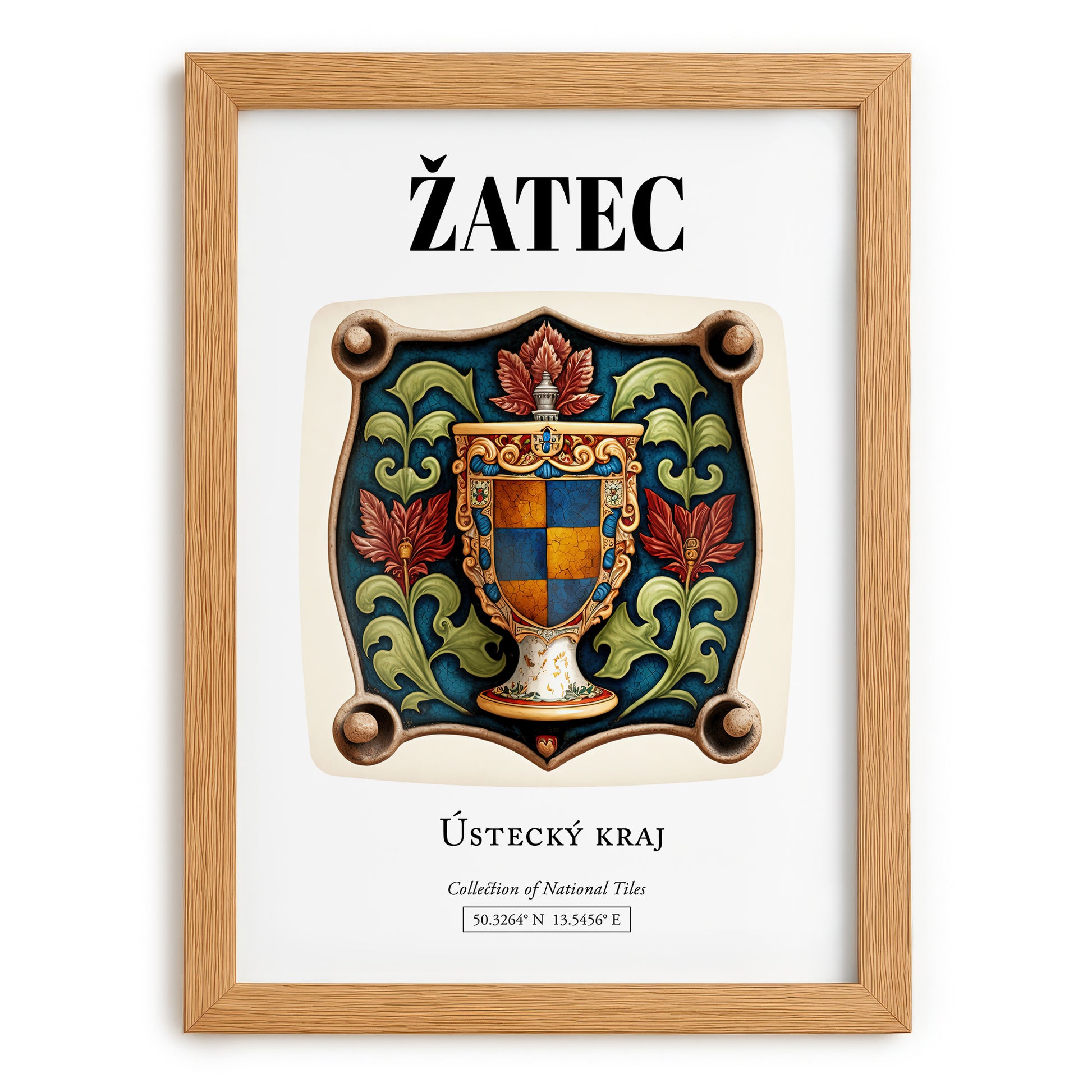 Žatec, Czech Republic – Historic Cities Art Print, set in oak frame