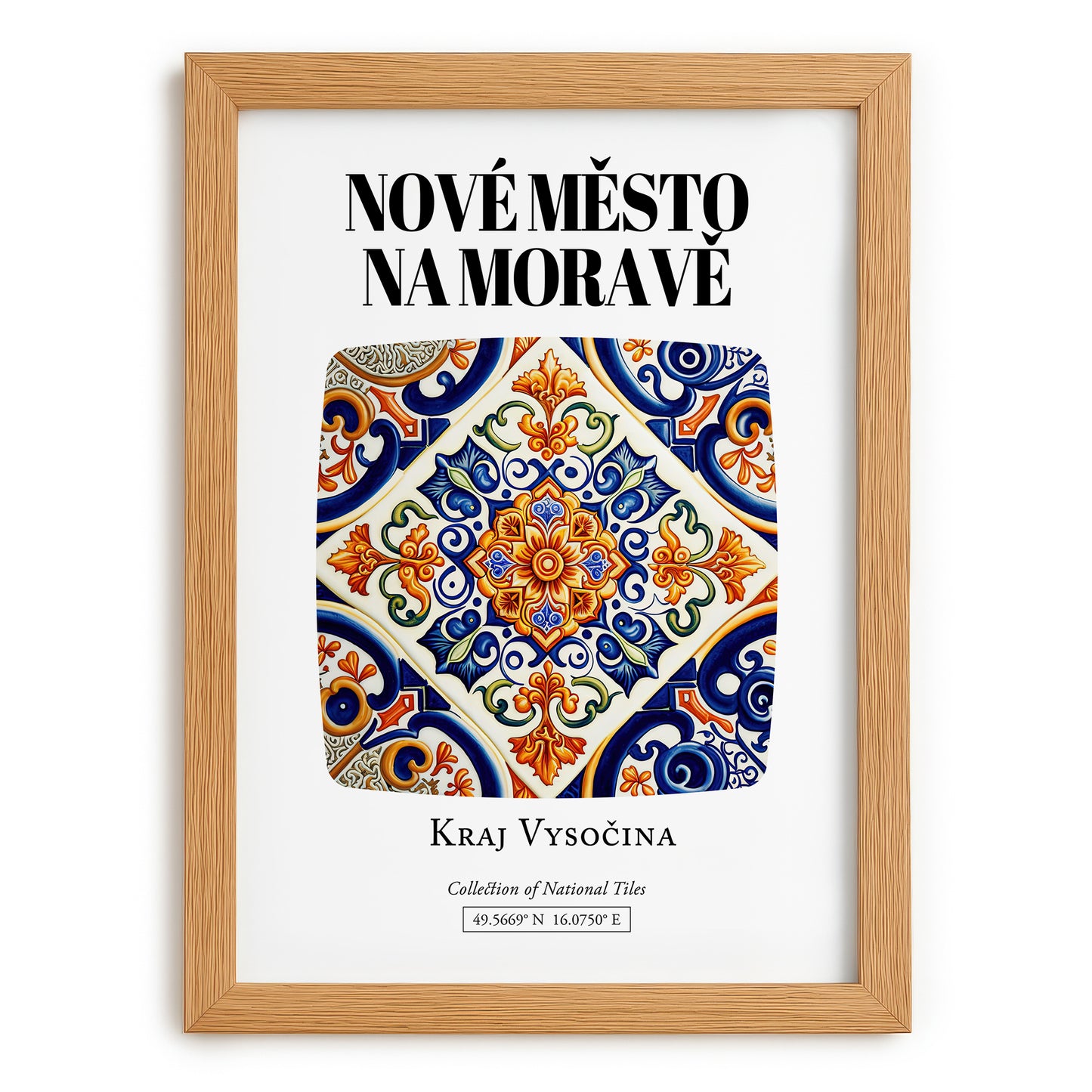 Nové Město Na Moravě, Czech Republic – Cityscape Wall Art, set in oak frame