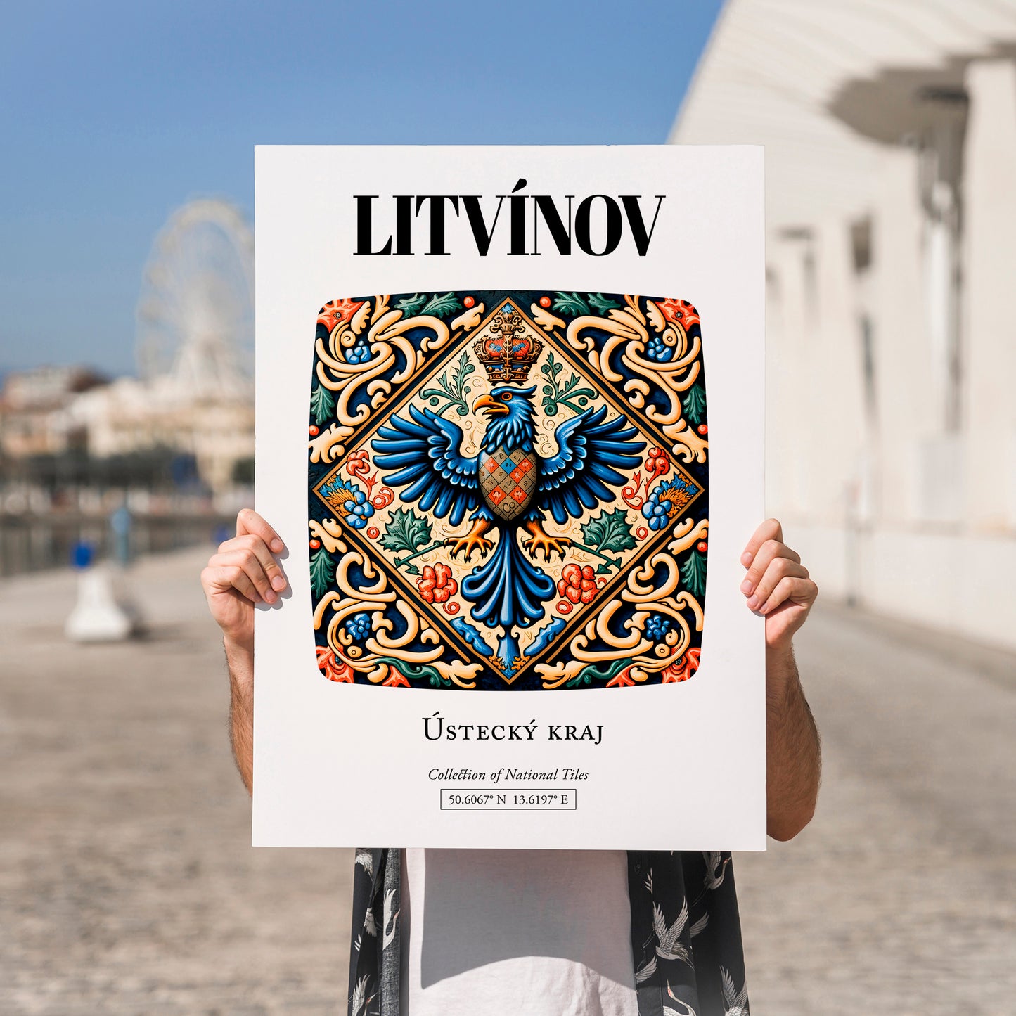 Litvínov, Czech Republic – Travel Wall Art, no-text version framed in wood