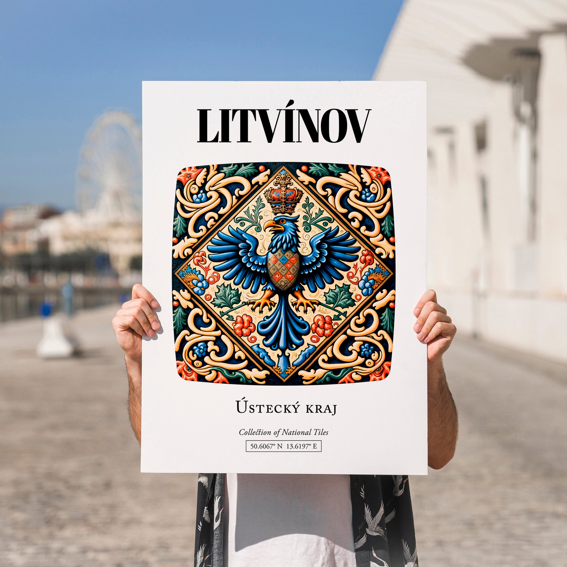 Litvínov, Czech Republic – Travel Wall Art, no-text version framed in wood