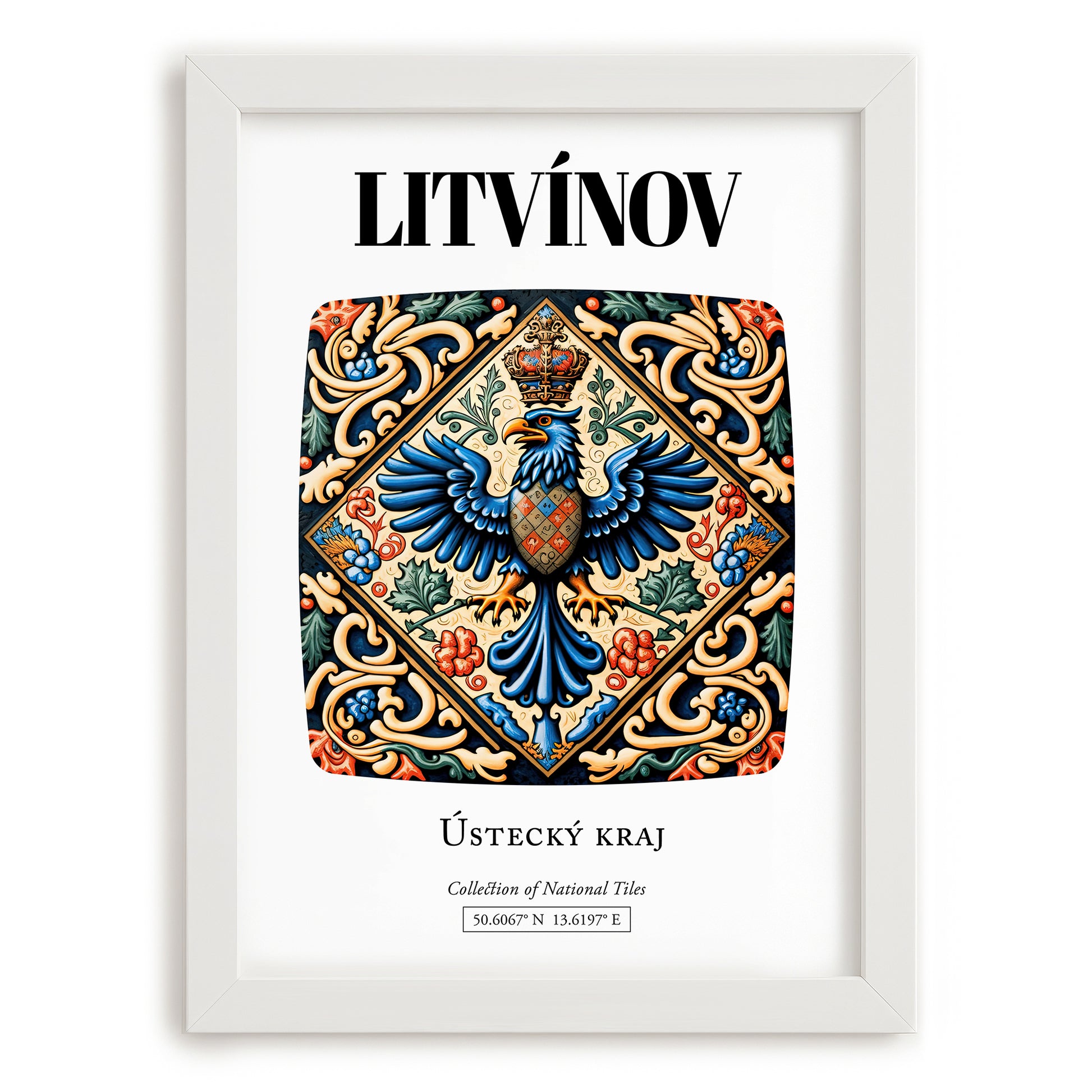 Litvínov, Czech Republic – Travel Wall Art, placed in minimal white frame