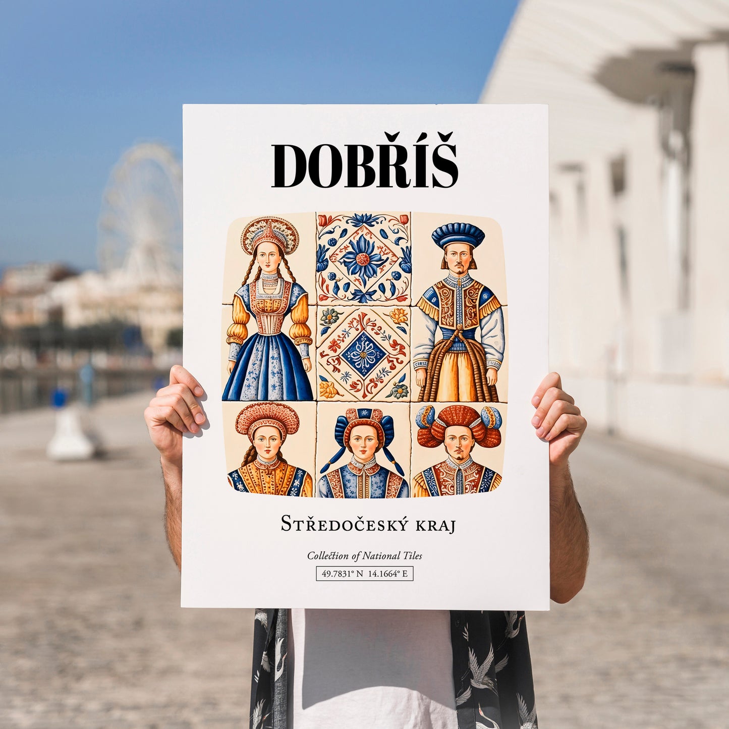 Dobříš, Czech Republic – Travel Print, no-text version framed in wood