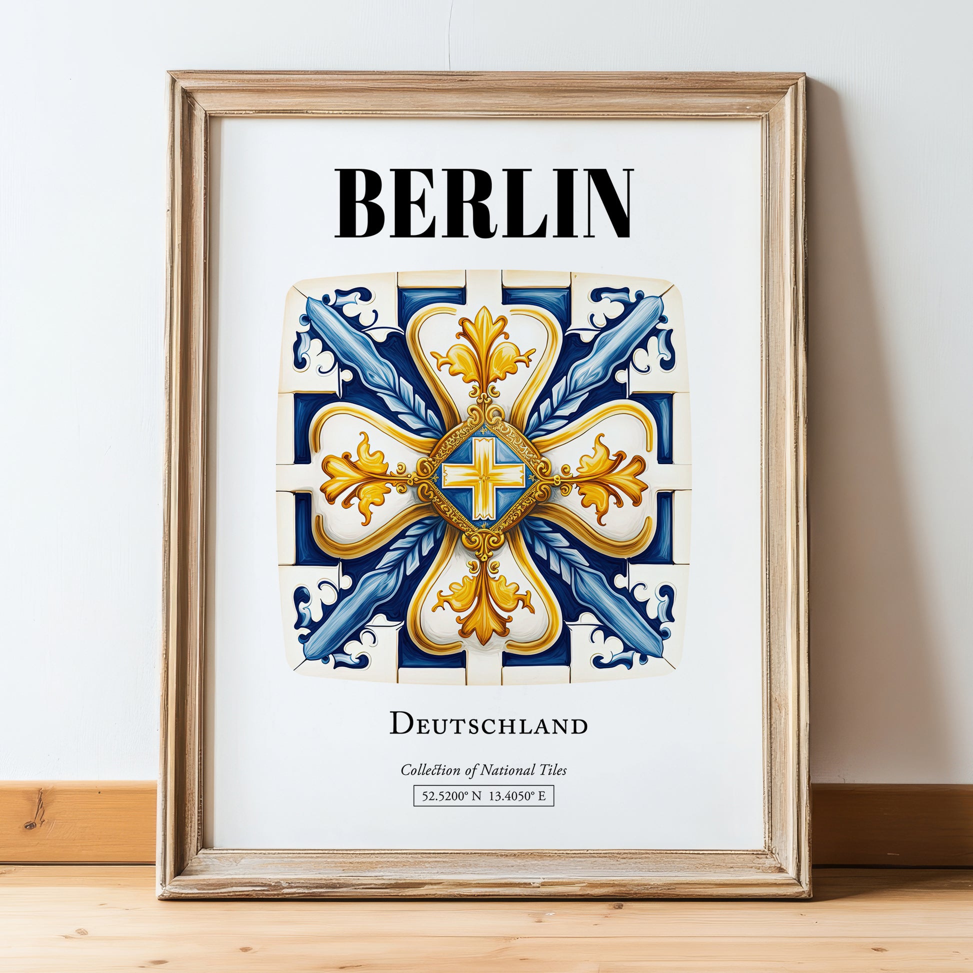 Berlin, Germany – Travel Wall Decor, in wooden frame leaning on the floor