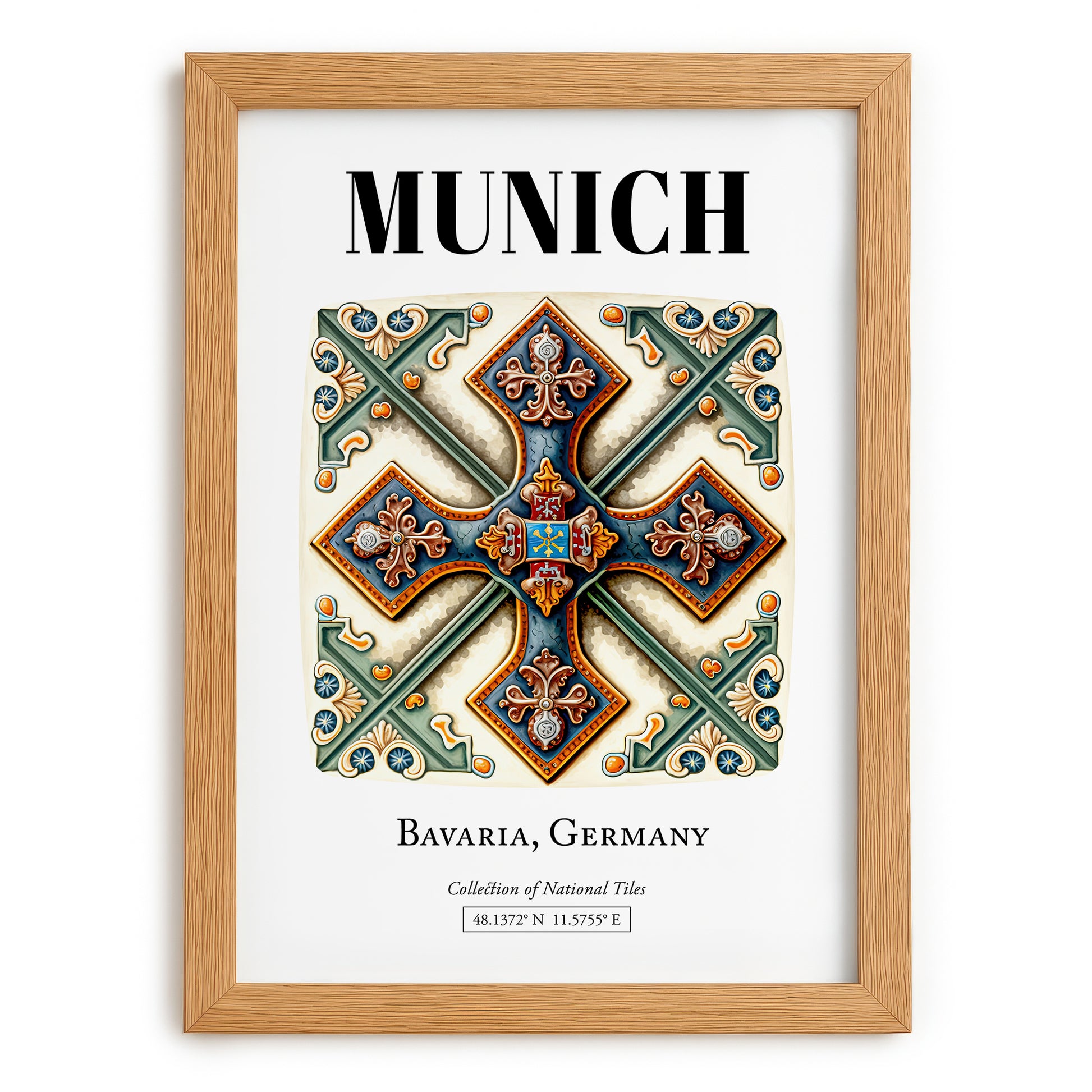 Munich, Germany – Travel Print, set in oak frame