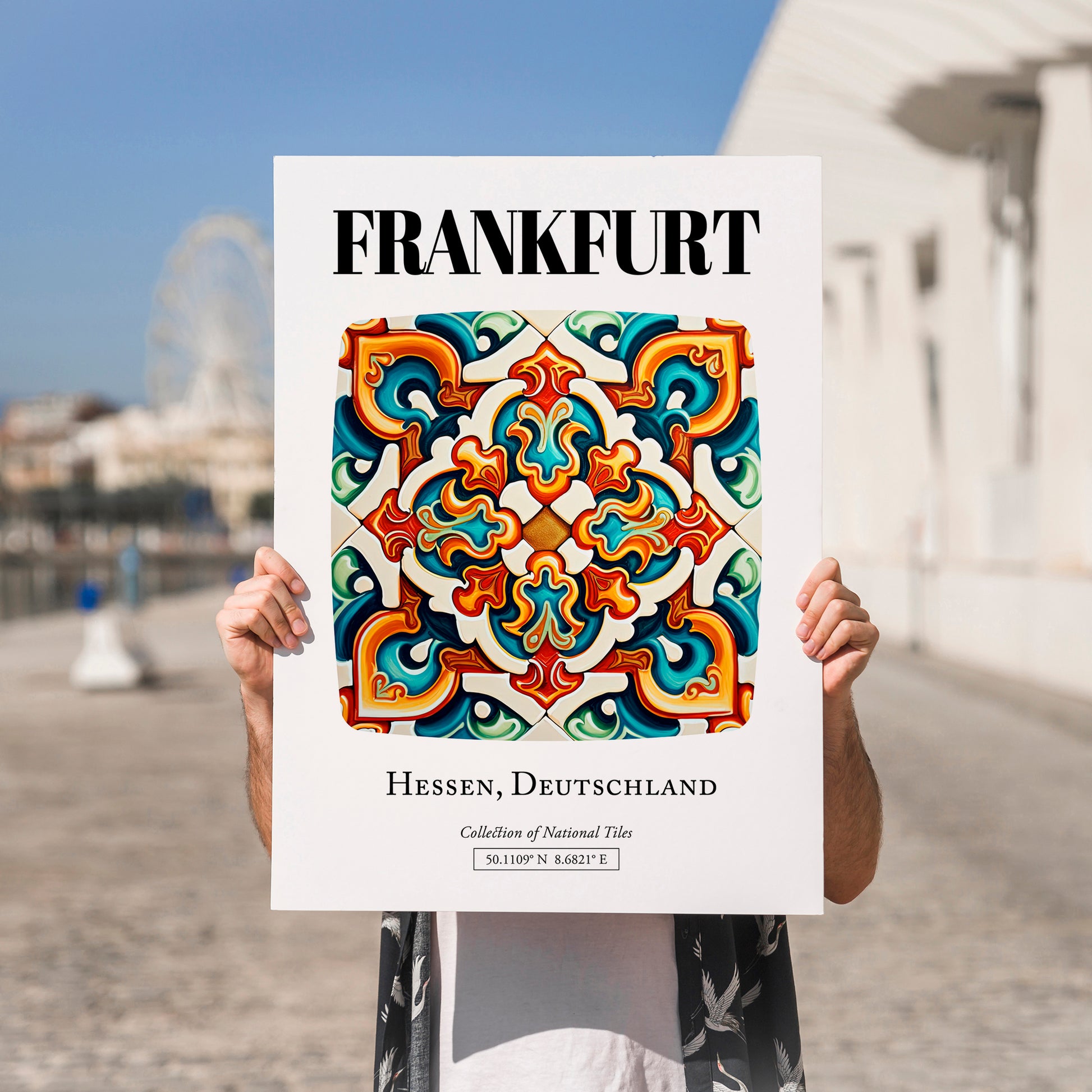 Frankfurt, Germany – Dream Destination Decor, no-text version framed in wood