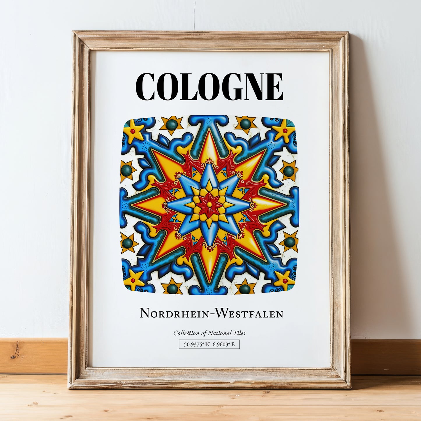 Cologne, Germany – Travel Wall Decor, in wooden frame leaning on the floor