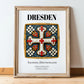 Dresden, Germany – Travel Poster, in wooden frame leaning on the floor