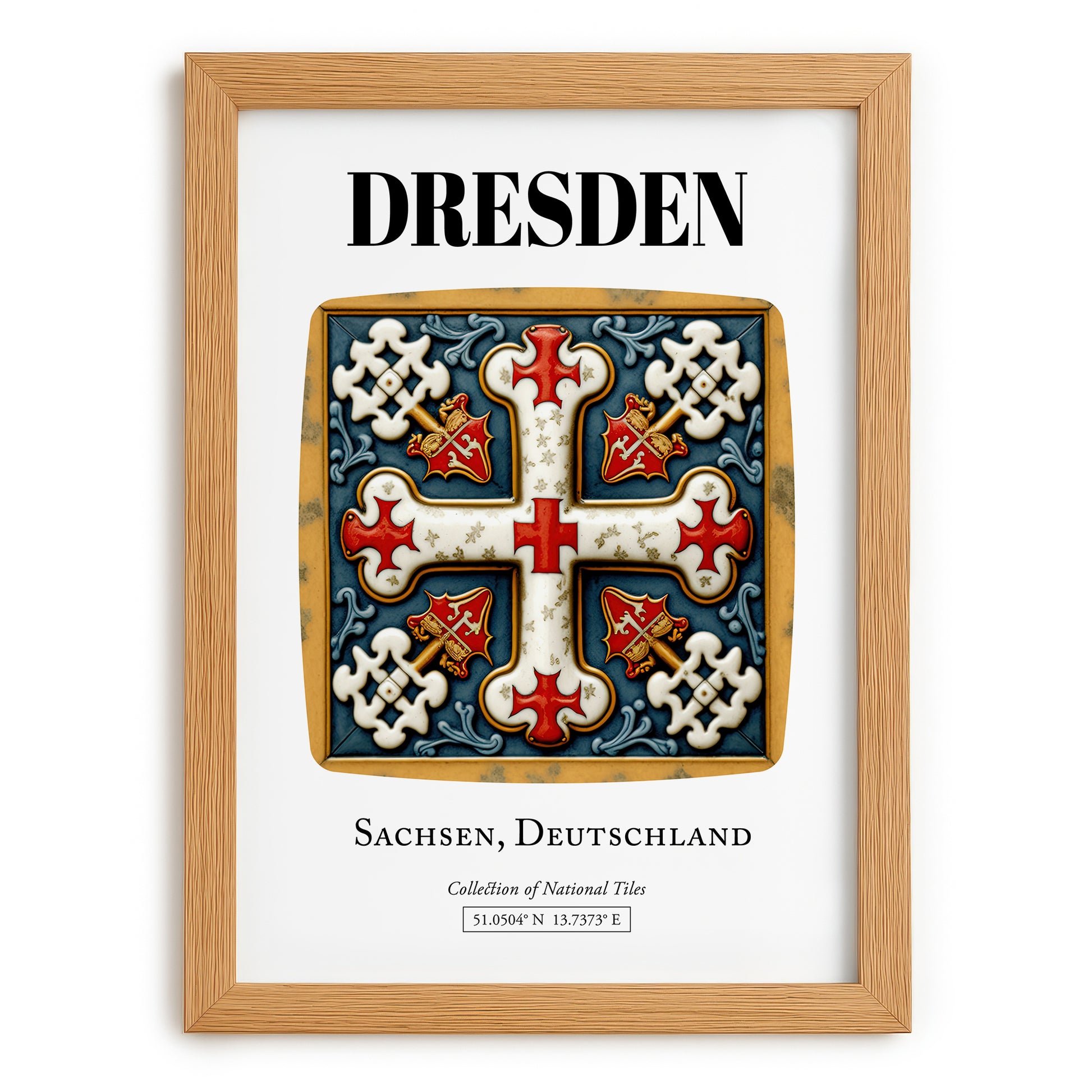 Dresden, Germany – Travel Poster, set in oak frame