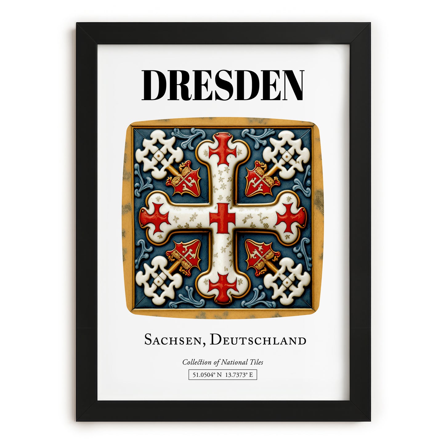 Dresden, Germany – Travel Poster, in sleek black frame