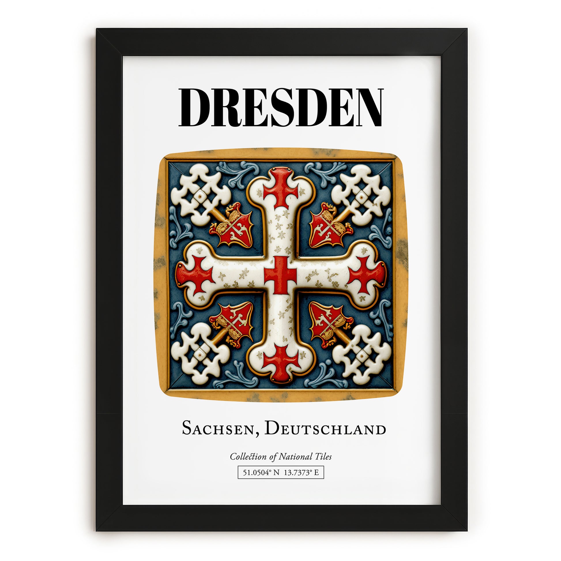 Dresden, Germany – Travel Poster, in sleek black frame