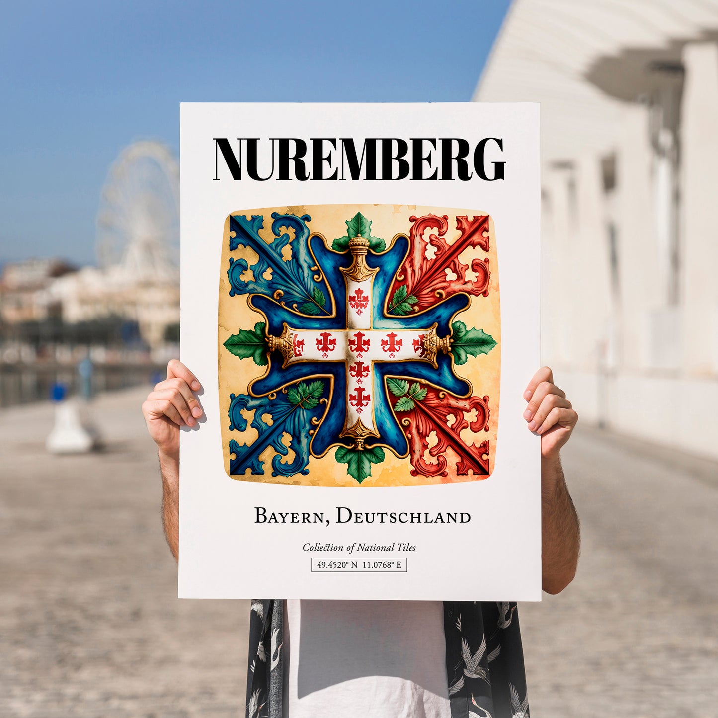 Nuremberg, Germany – Travel Print, no-text version framed in wood