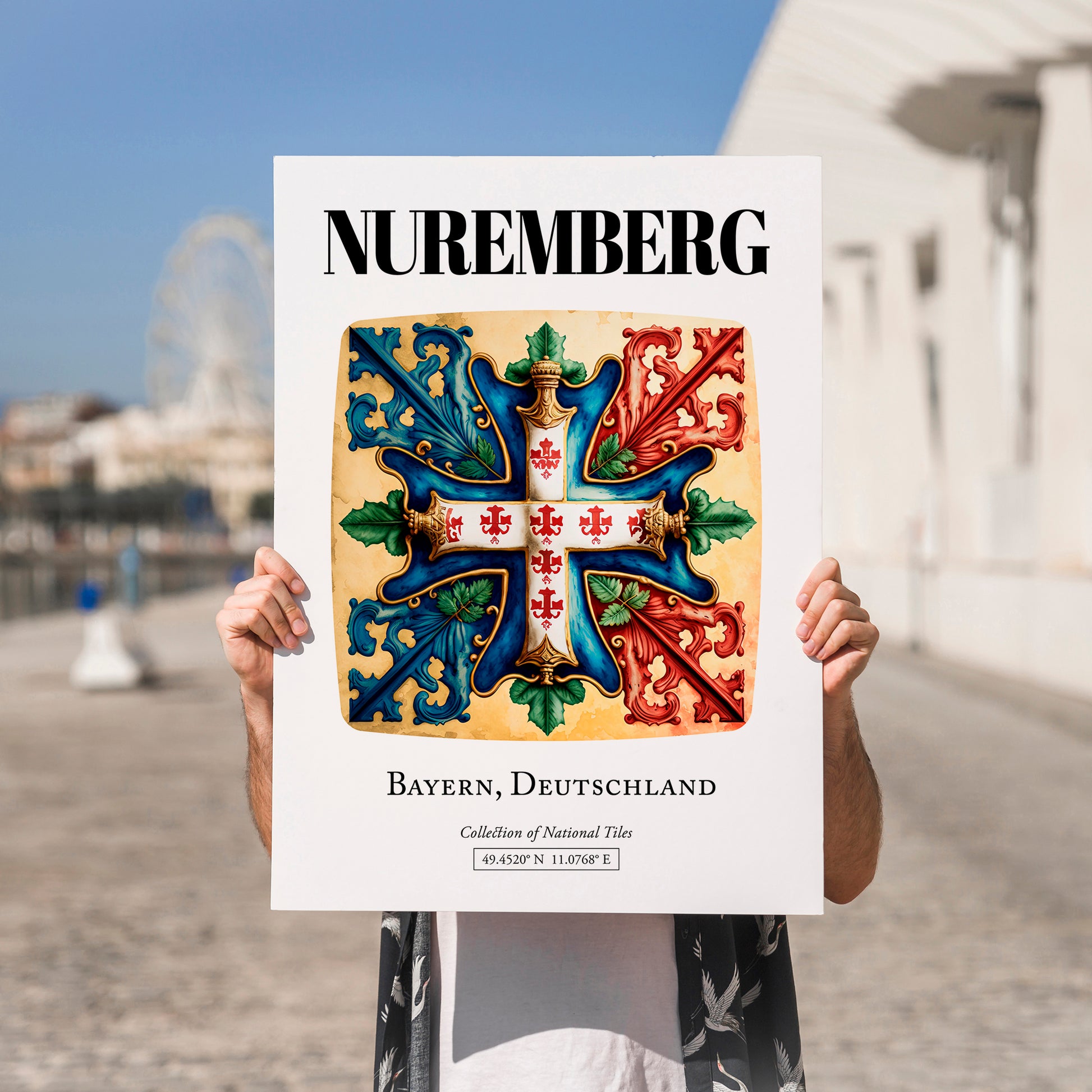 Nuremberg, Germany – Travel Print, no-text version framed in wood
