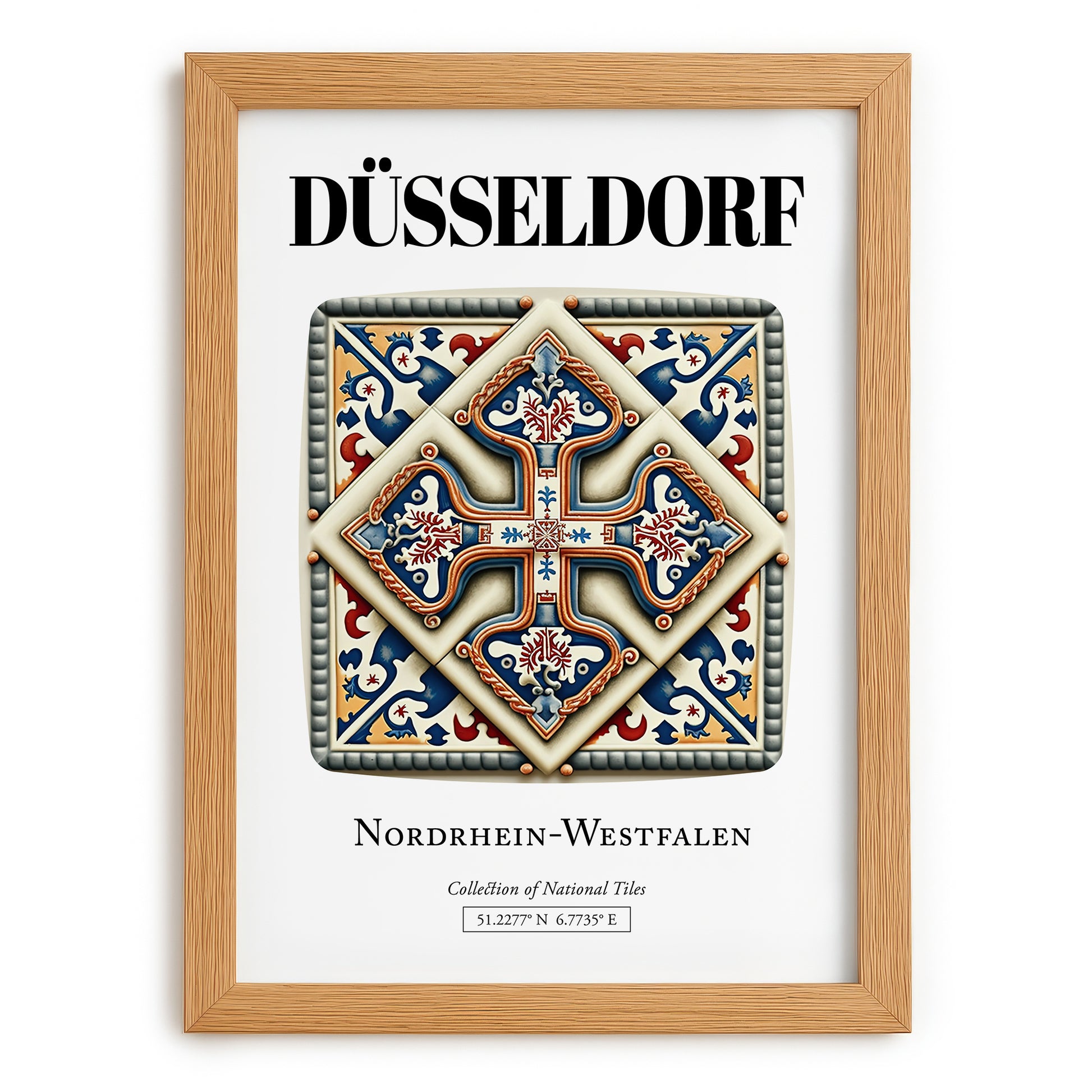 Düsseldorf, Germany – Cultural Heritage Wall Art, set in oak frame