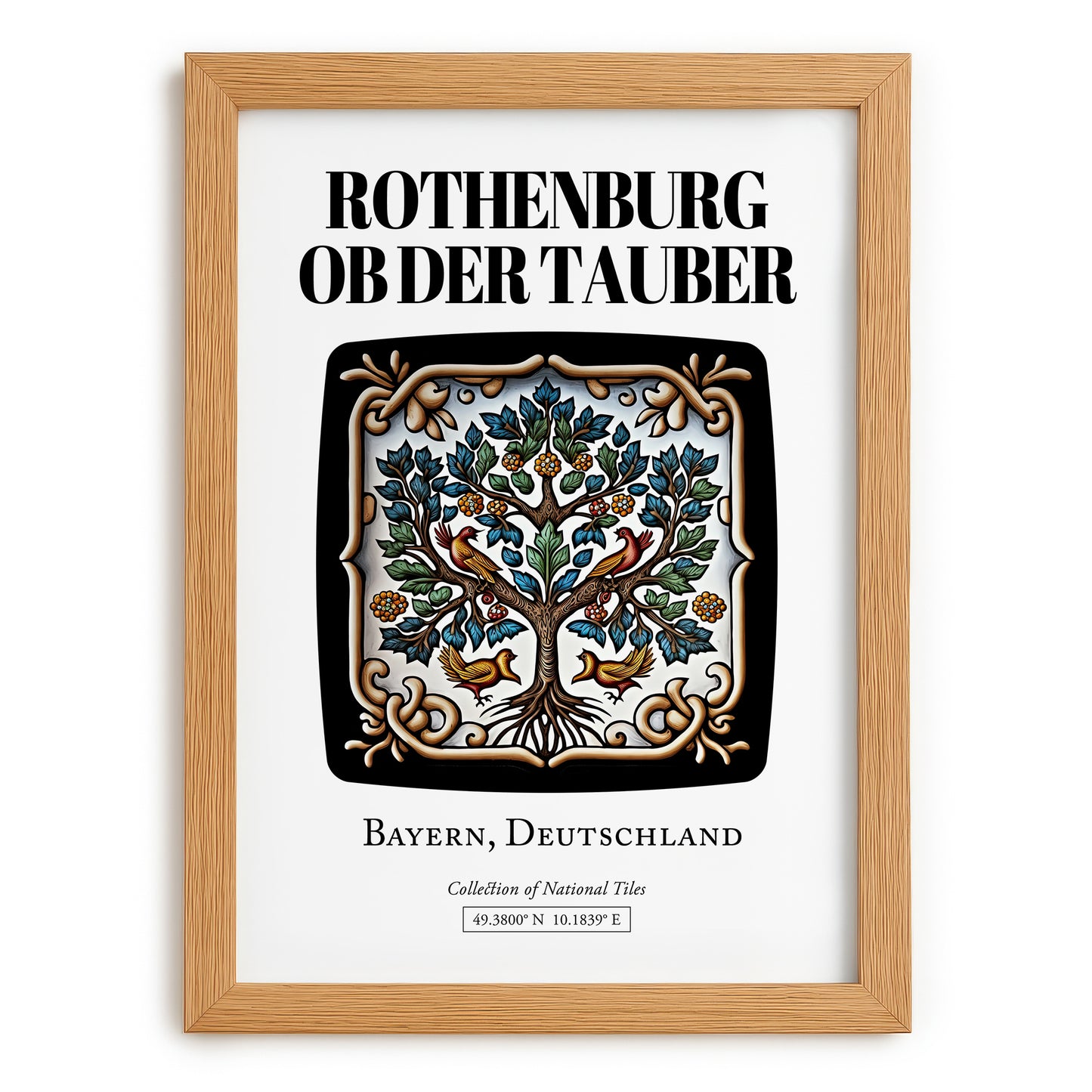 Rothenburg Ob Der Tauber, Germany – Historic Cities Art Print, set in oak frame