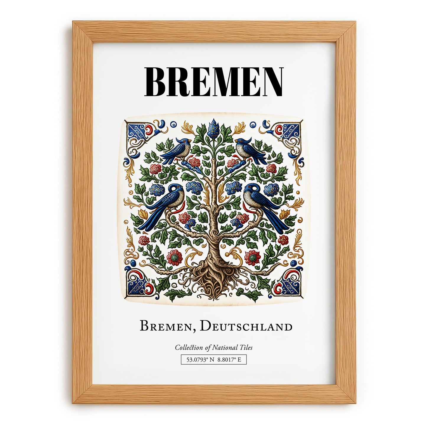 Bremen, Germany – Wanderlust-Inspired Poster, set in oak frame