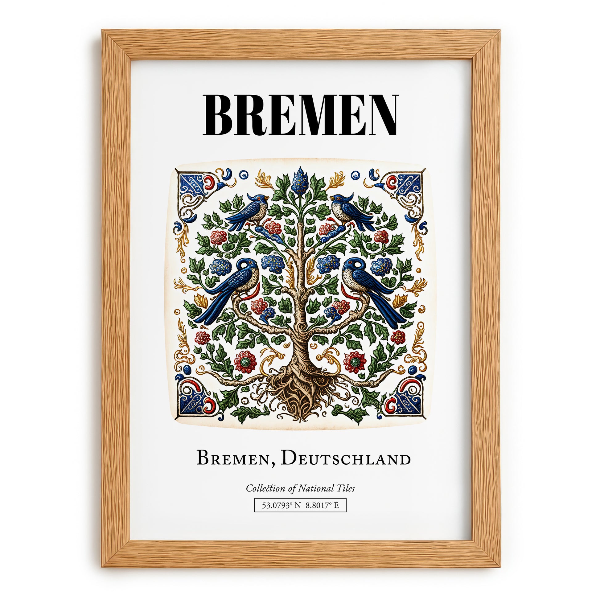 Bremen, Germany – Wanderlust-Inspired Poster, set in oak frame
