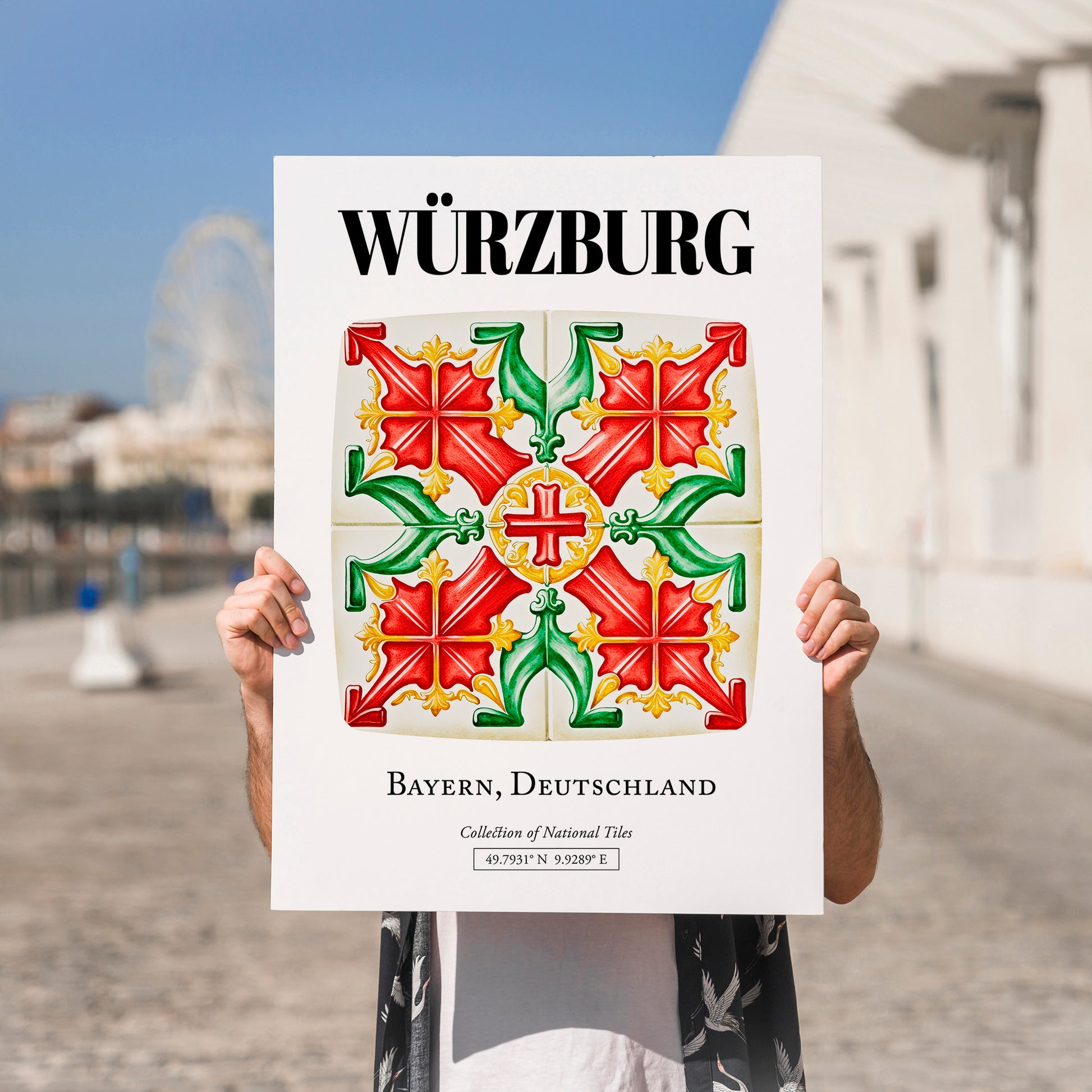 Würzburg, Germany – Travel Wall Art, no-text version framed in wood