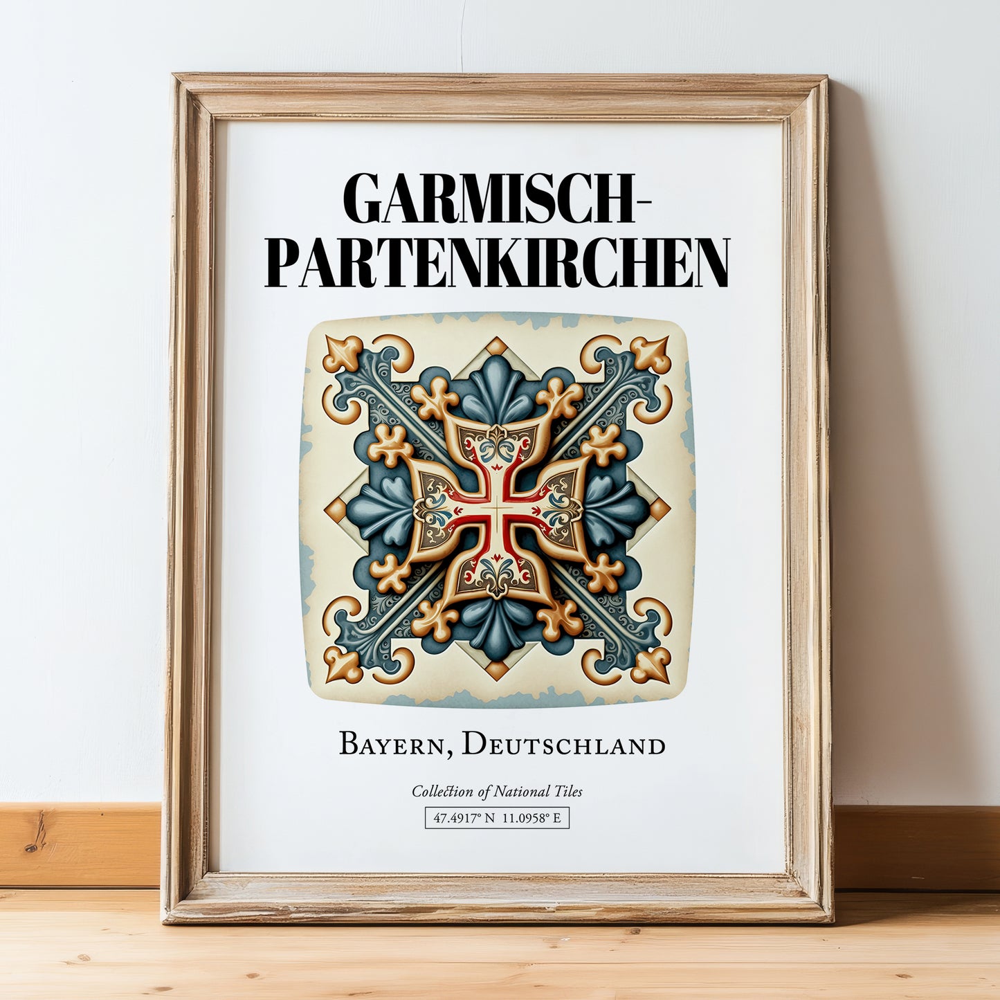 Garmisch-partenkirchen, Germany – Cityscape Wall Art, in wooden frame leaning on the floor
